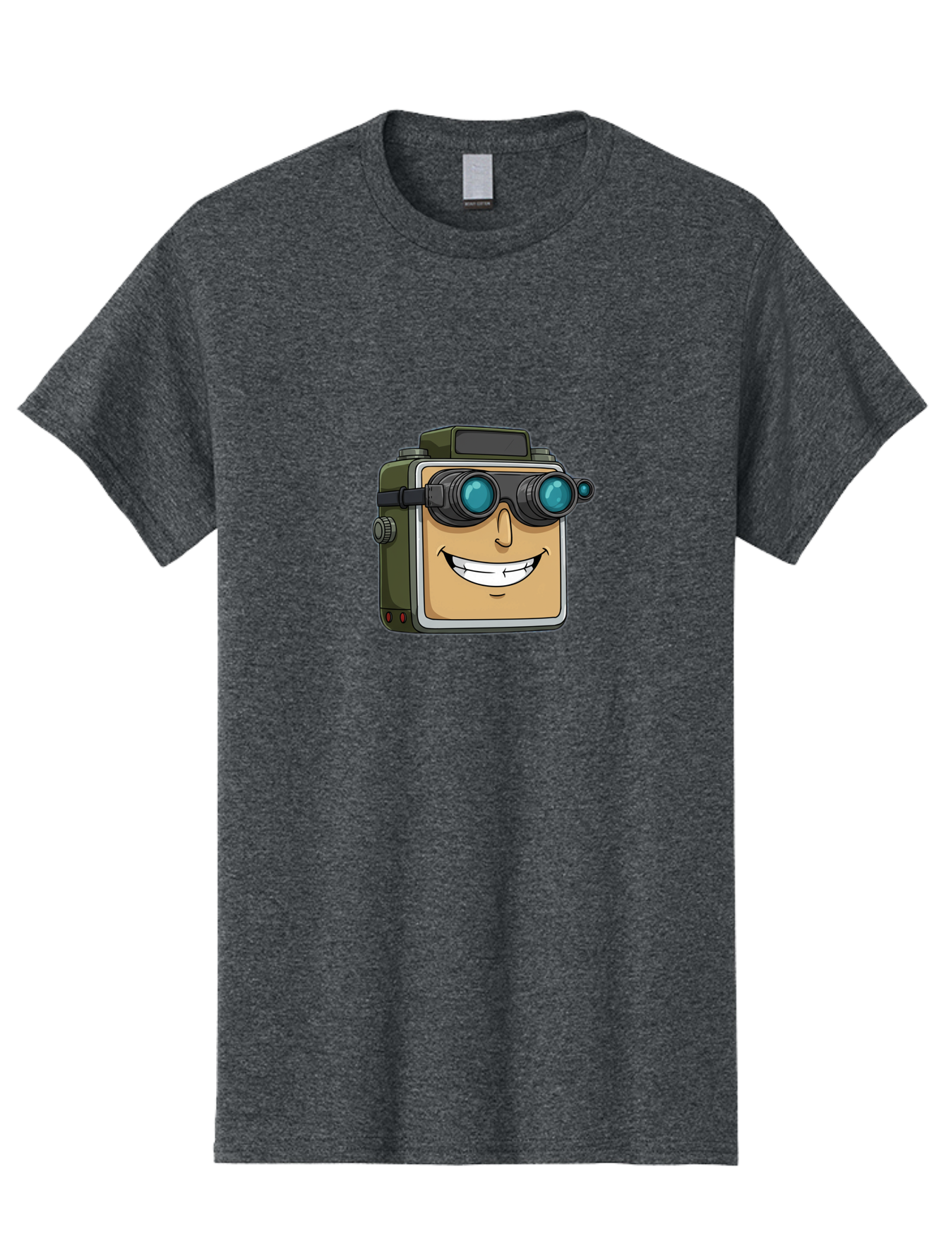 Camera-With-Goggles Men'S Graphic Tee, 100% Cotton, Comfortable Casual Summer Wear, Machine Washable, Cartoon Camera, Smiling Camera, Goggles On Camera, Futuristic Technology, Camera Character, Playful Illustration, Tech Gadget, Bae377