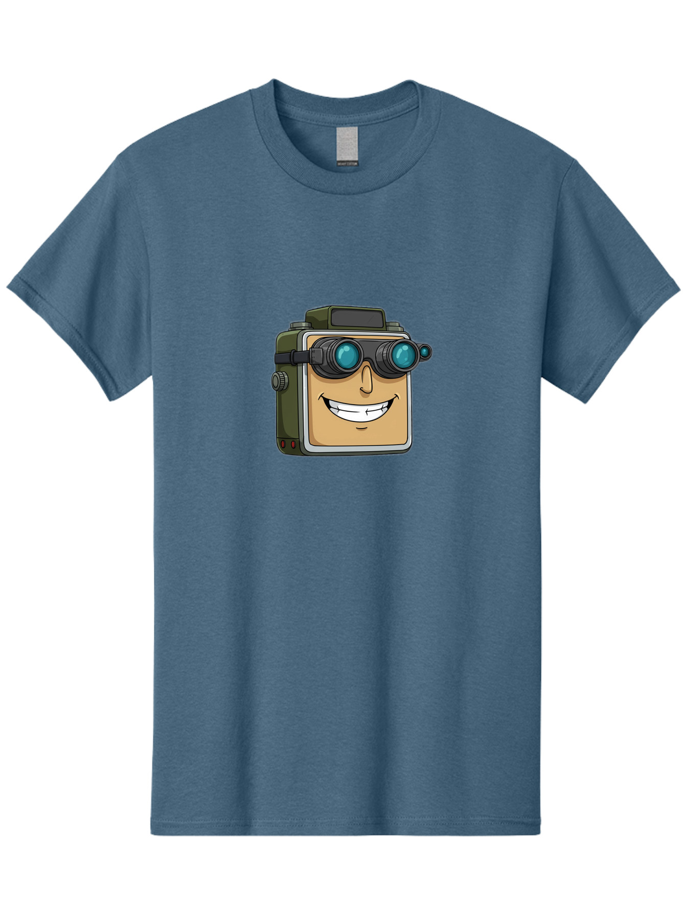 Camera-With-Goggles Men'S Graphic Tee, 100% Cotton, Comfortable Casual Summer Wear, Machine Washable, Cartoon Camera, Smiling Camera, Goggles On Camera, Futuristic Technology, Camera Character, Playful Illustration, Tech Gadget, Bae377
