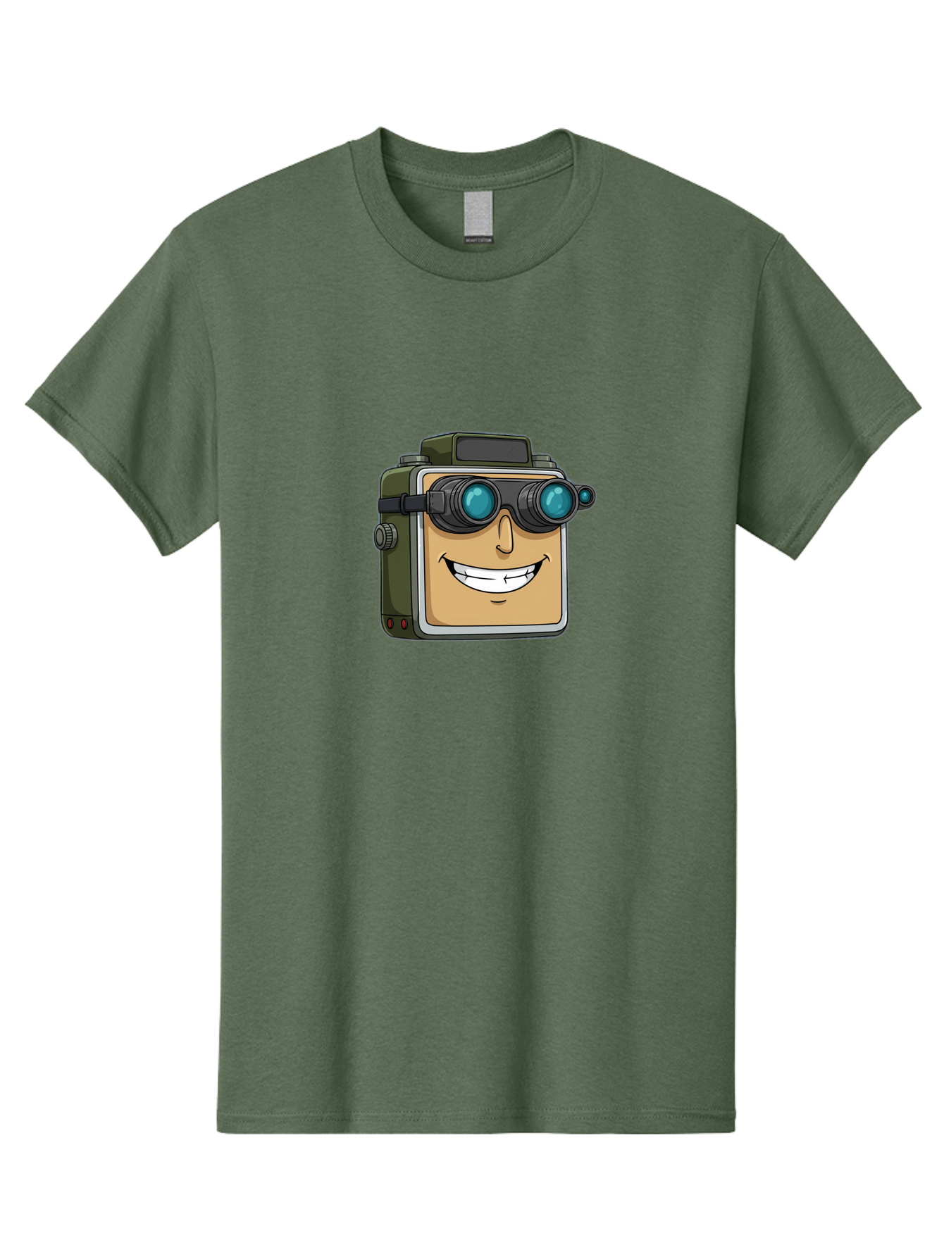 Camera-With-Goggles Men'S Graphic Tee, 100% Cotton, Comfortable Casual Summer Wear, Machine Washable, Cartoon Camera, Smiling Camera, Goggles On Camera, Futuristic Technology, Camera Character, Playful Illustration, Tech Gadget, Bae377