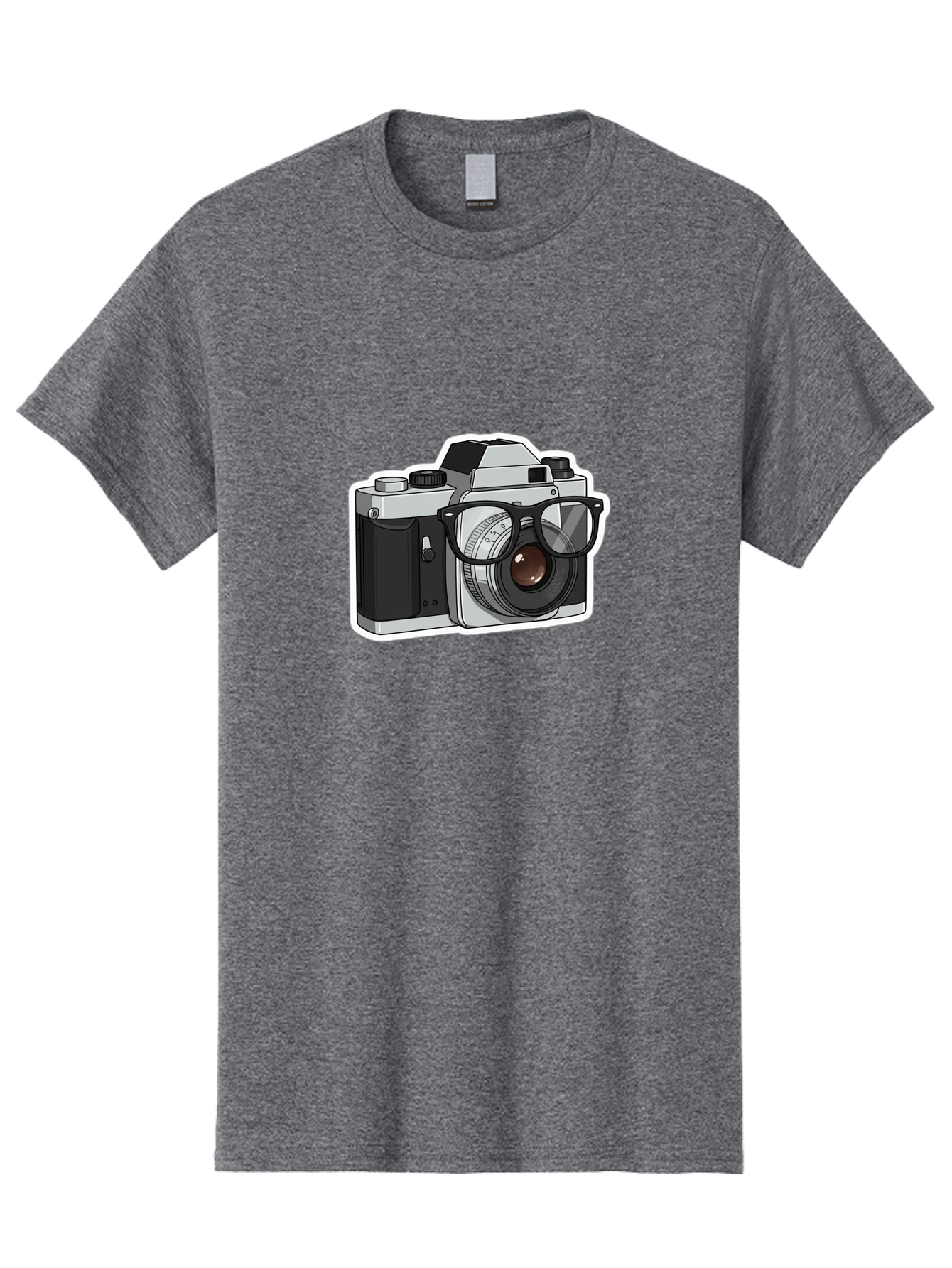 Camera-With-Shades Men'S Graphic Tee, 100% Cotton, Comfortable Casual Summer Wear, Machine Washable, Camera Wearing Sunglasses, Photography Gear, Stylish Accessory, Cool Camera, Funky Design, Creative Twist, Photography Equipment Bae379