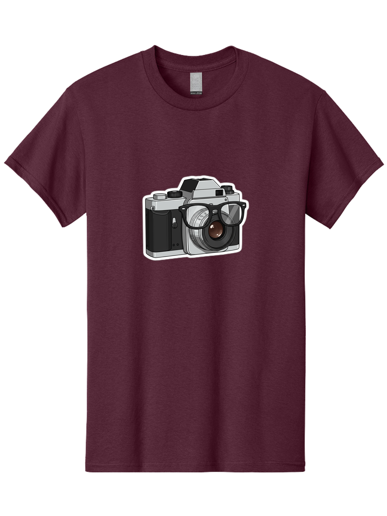 Camera-With-Shades Men'S Graphic Tee, 100% Cotton, Comfortable Casual Summer Wear, Machine Washable, Camera Wearing Sunglasses, Photography Gear, Stylish Accessory, Cool Camera, Funky Design, Creative Twist, Photography Equipment Bae379