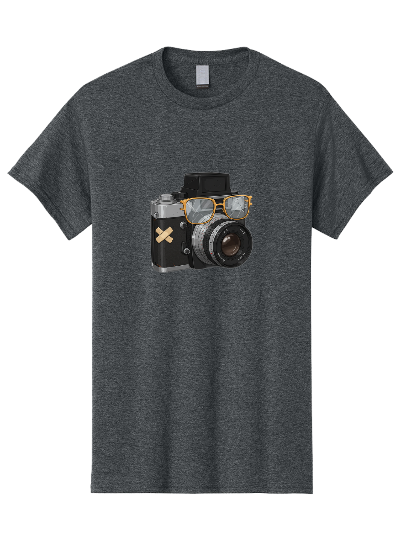 Camera-With-Sunglasses Men'S Graphic Tee, 100% Cotton, Comfortable Casual Summer Wear, Machine Washable, Vintage Camera, Camera With Sunglasses, Retro Style, Camera Accessories, Photography Equipment, Cool Camera, Hipster Camera, Bae381