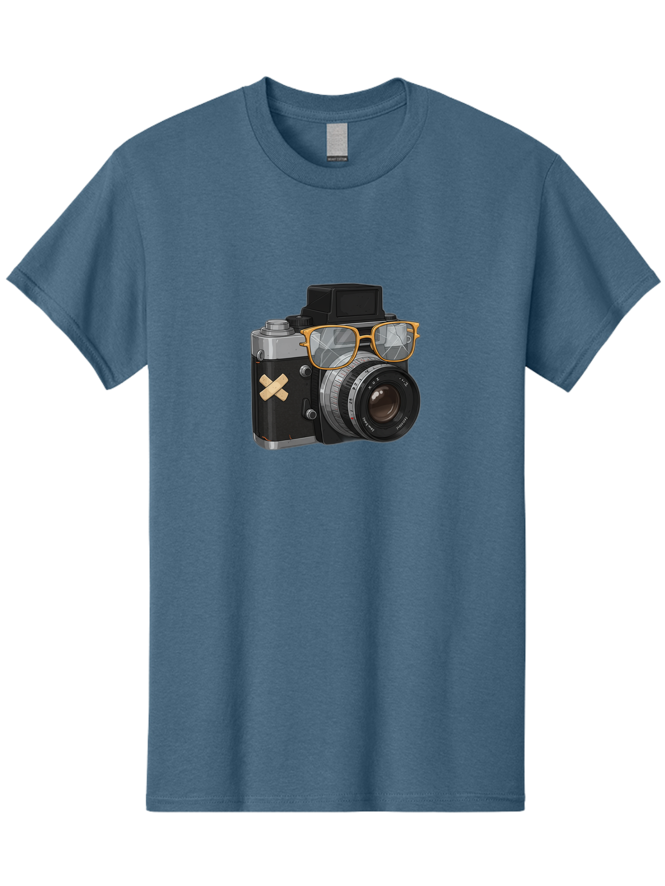 Camera-With-Sunglasses Men'S Graphic Tee, 100% Cotton, Comfortable Casual Summer Wear, Machine Washable, Vintage Camera, Camera With Sunglasses, Retro Style, Camera Accessories, Photography Equipment, Cool Camera, Hipster Camera, Bae381
