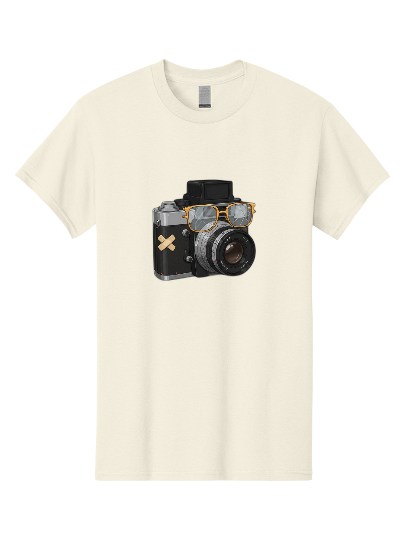 Camera-With-Sunglasses Men'S Graphic Tee, 100% Cotton, Comfortable Casual Summer Wear, Machine Washable, Vintage Camera, Camera With Sunglasses, Retro Style, Camera Accessories, Photography Equipment, Cool Camera, Hipster Camera, Bae381