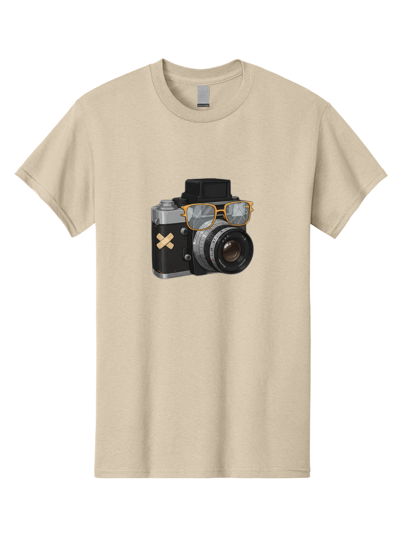 Camera-With-Sunglasses Men'S Graphic Tee, 100% Cotton, Comfortable Casual Summer Wear, Machine Washable, Vintage Camera, Camera With Sunglasses, Retro Style, Camera Accessories, Photography Equipment, Cool Camera, Hipster Camera, Bae381