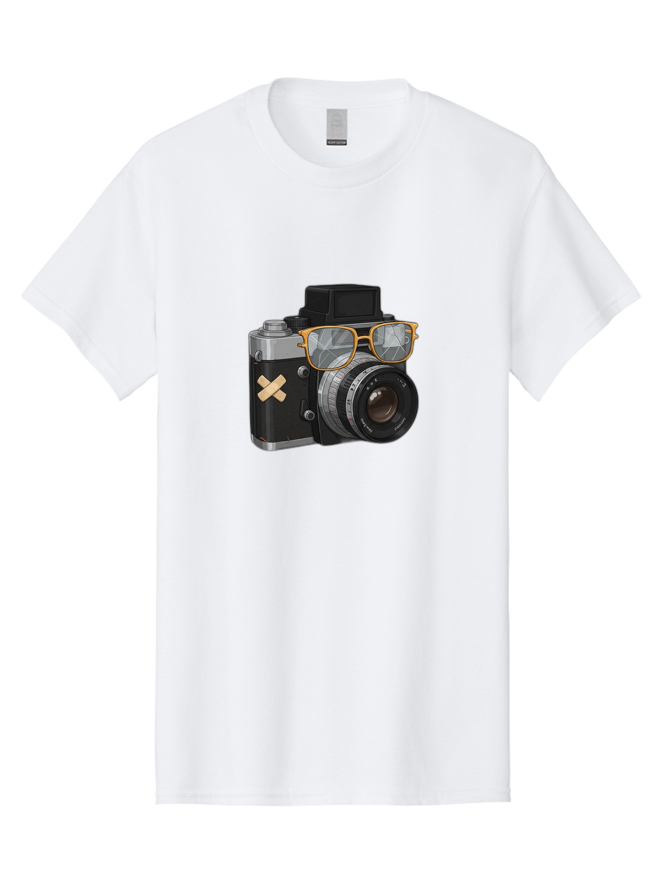 Camera-With-Sunglasses Men'S Graphic Tee, 100% Cotton, Comfortable Casual Summer Wear, Machine Washable, Vintage Camera, Camera With Sunglasses, Retro Style, Camera Accessories, Photography Equipment, Cool Camera, Hipster Camera, Bae381