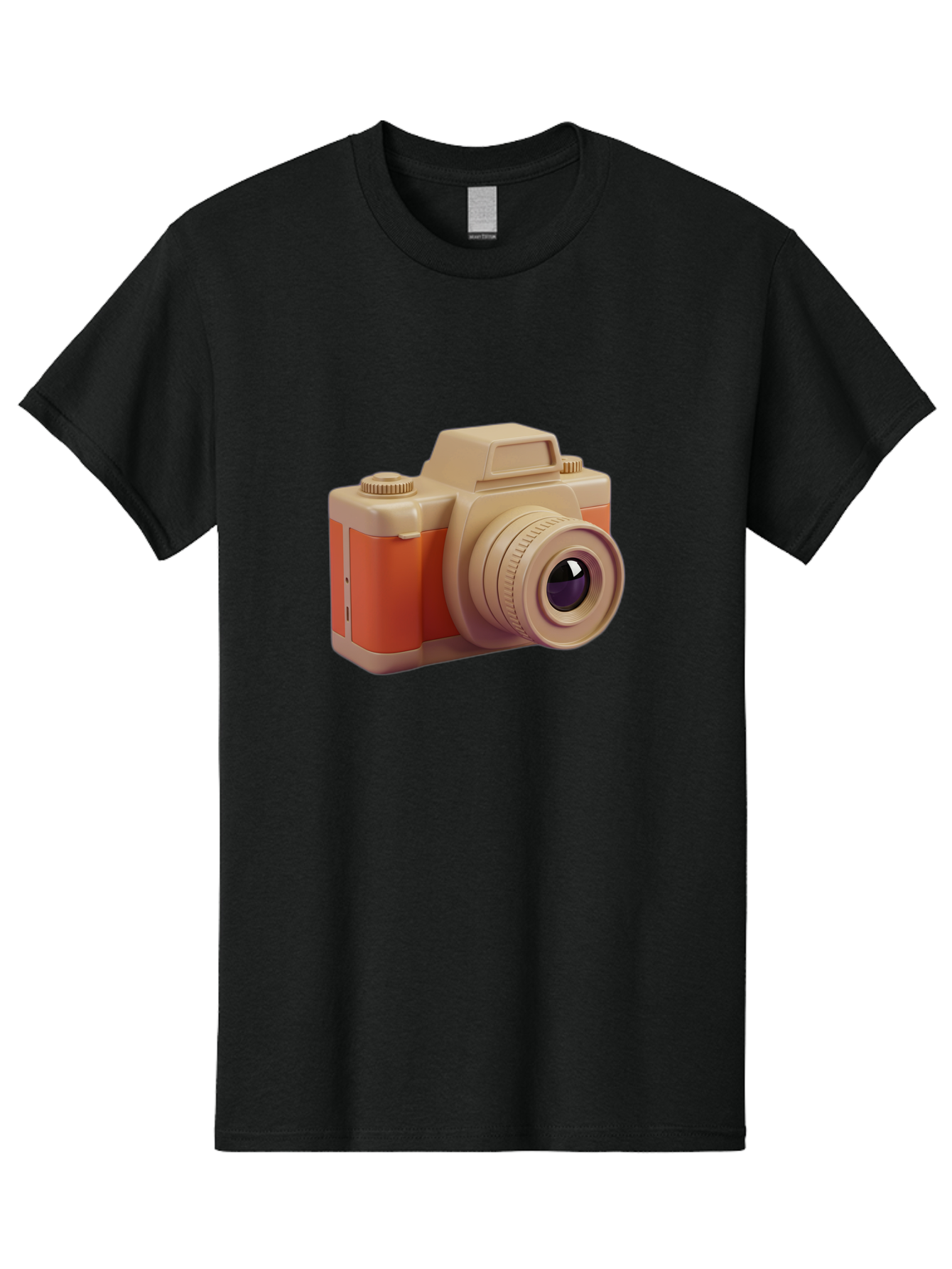 Camera Men'S Graphic Tee, 100% Cotton, Comfortable Casual Summer Wear, Machine Washable, Digital Camera, Photography Equipment, Camera Lens, Vintage Camera, Retro Style, Orange And Beige Colors, 3D Illustration, Camera Design, Photography Gear Bae383