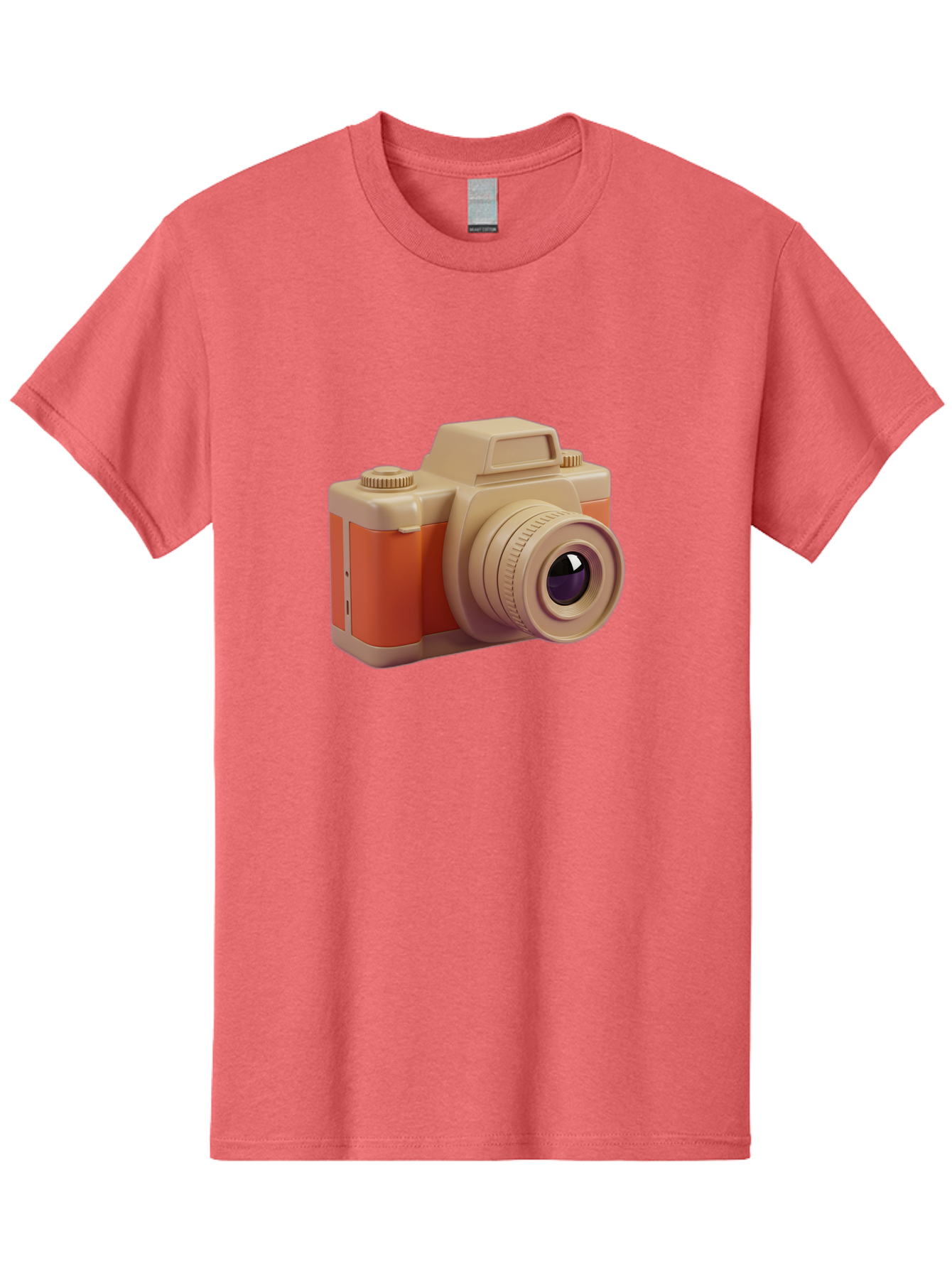 Camera Men'S Graphic Tee, 100% Cotton, Comfortable Casual Summer Wear, Machine Washable, Digital Camera, Photography Equipment, Camera Lens, Vintage Camera, Retro Style, Orange And Beige Colors, 3D Illustration, Camera Design, Photography Gear Bae383