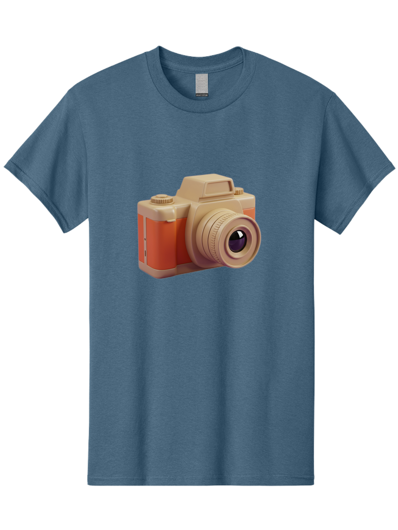 Camera Men'S Graphic Tee, 100% Cotton, Comfortable Casual Summer Wear, Machine Washable, Digital Camera, Photography Equipment, Camera Lens, Vintage Camera, Retro Style, Orange And Beige Colors, 3D Illustration, Camera Design, Photography Gear Bae383