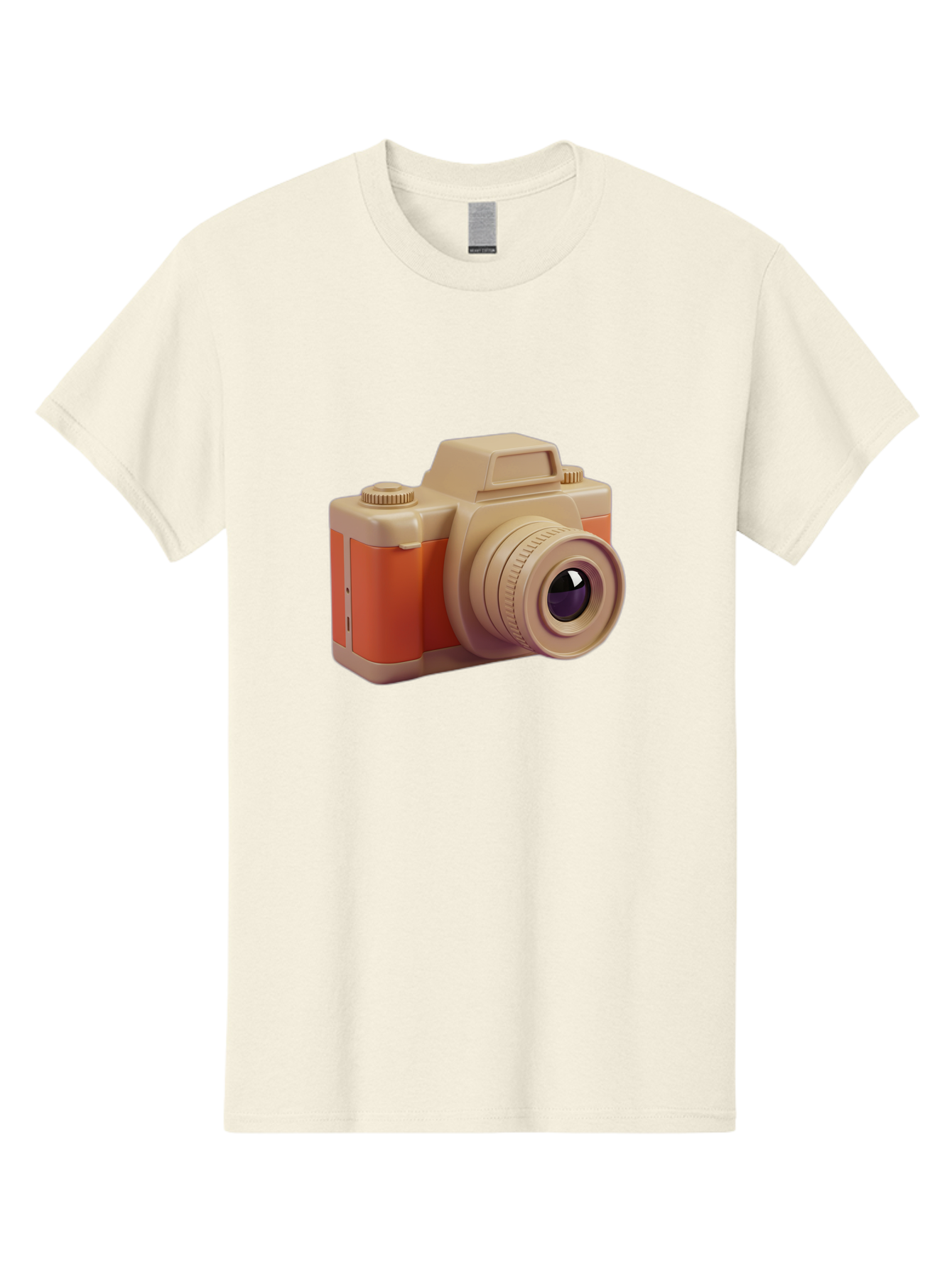 Camera Men'S Graphic Tee, 100% Cotton, Comfortable Casual Summer Wear, Machine Washable, Digital Camera, Photography Equipment, Camera Lens, Vintage Camera, Retro Style, Orange And Beige Colors, 3D Illustration, Camera Design, Photography Gear Bae383