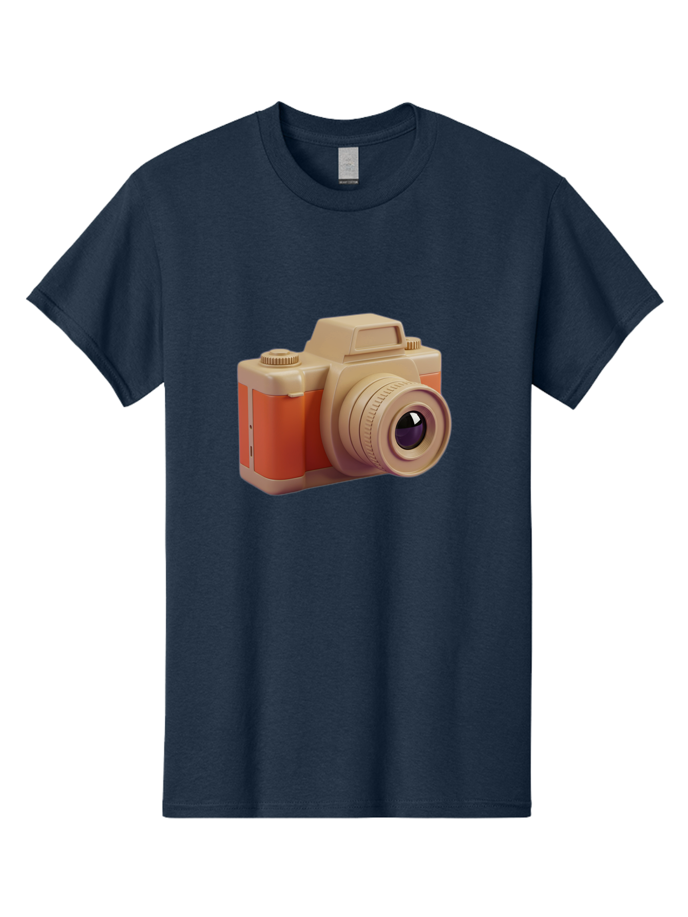 Camera Men'S Graphic Tee, 100% Cotton, Comfortable Casual Summer Wear, Machine Washable, Digital Camera, Photography Equipment, Camera Lens, Vintage Camera, Retro Style, Orange And Beige Colors, 3D Illustration, Camera Design, Photography Gear Bae383