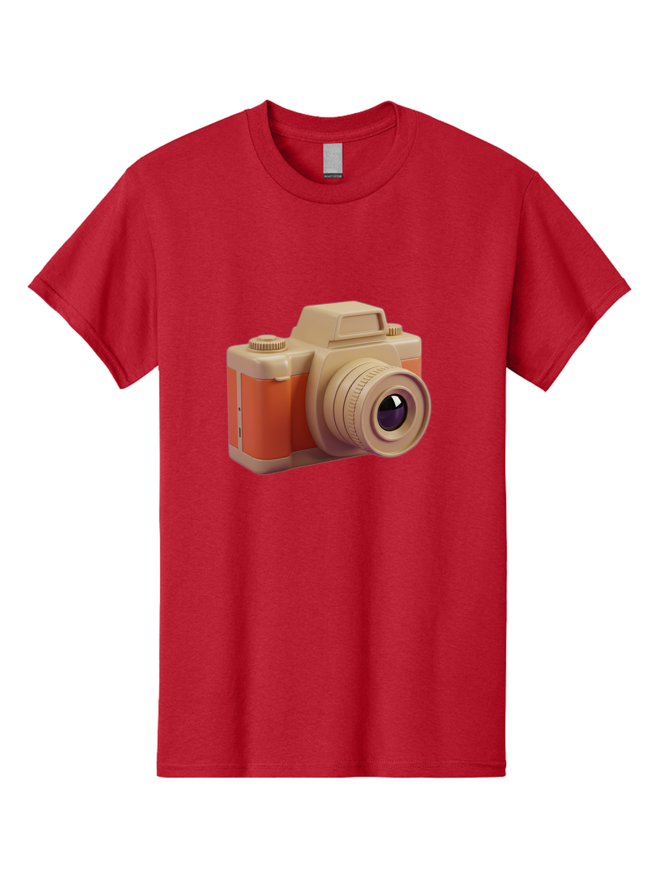 Camera Men'S Graphic Tee, 100% Cotton, Comfortable Casual Summer Wear, Machine Washable, Digital Camera, Photography Equipment, Camera Lens, Vintage Camera, Retro Style, Orange And Beige Colors, 3D Illustration, Camera Design, Photography Gear Bae383