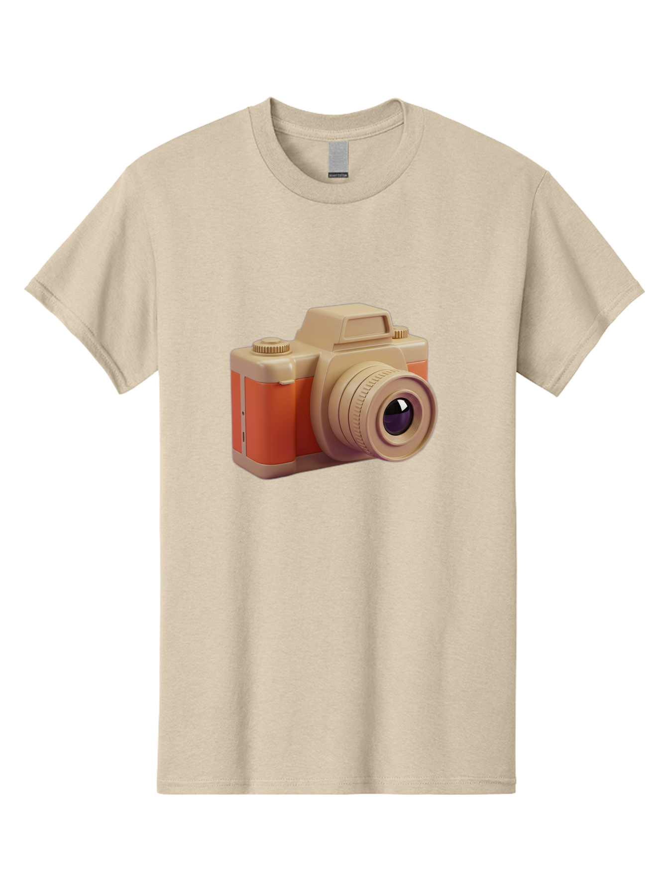 Camera Men'S Graphic Tee, 100% Cotton, Comfortable Casual Summer Wear, Machine Washable, Digital Camera, Photography Equipment, Camera Lens, Vintage Camera, Retro Style, Orange And Beige Colors, 3D Illustration, Camera Design, Photography Gear Bae383