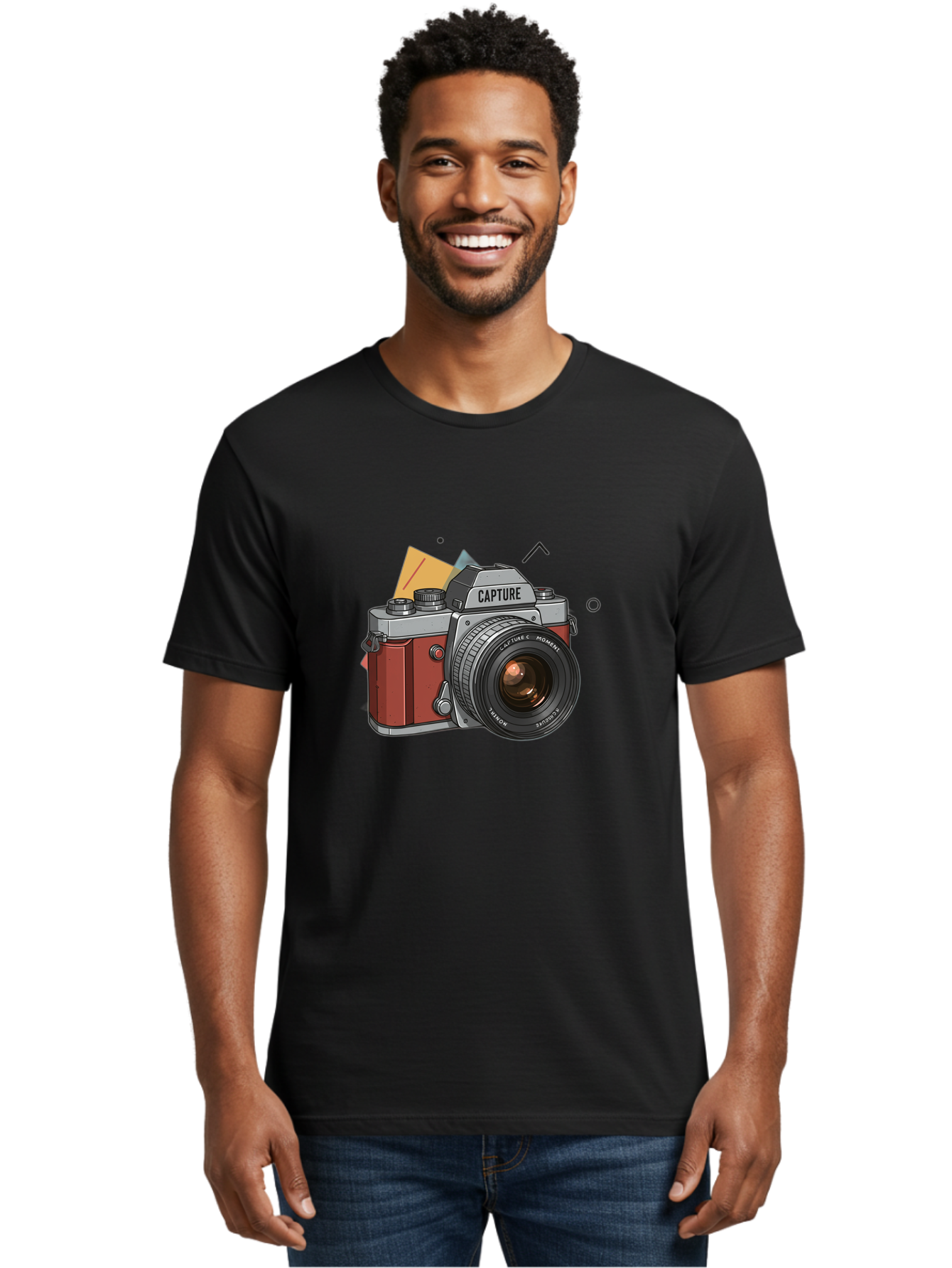 Capture-Camera Men'S Graphic Tee, 100% Cotton, Comfortable Casual Summer Wear, Machine Washable, Vintage Camera, Capture Moment, Photography Equipment, Capture The Moment, Dslr Camera, Camera Lens, Photography Accessories, Retro Camera Design, Bae384