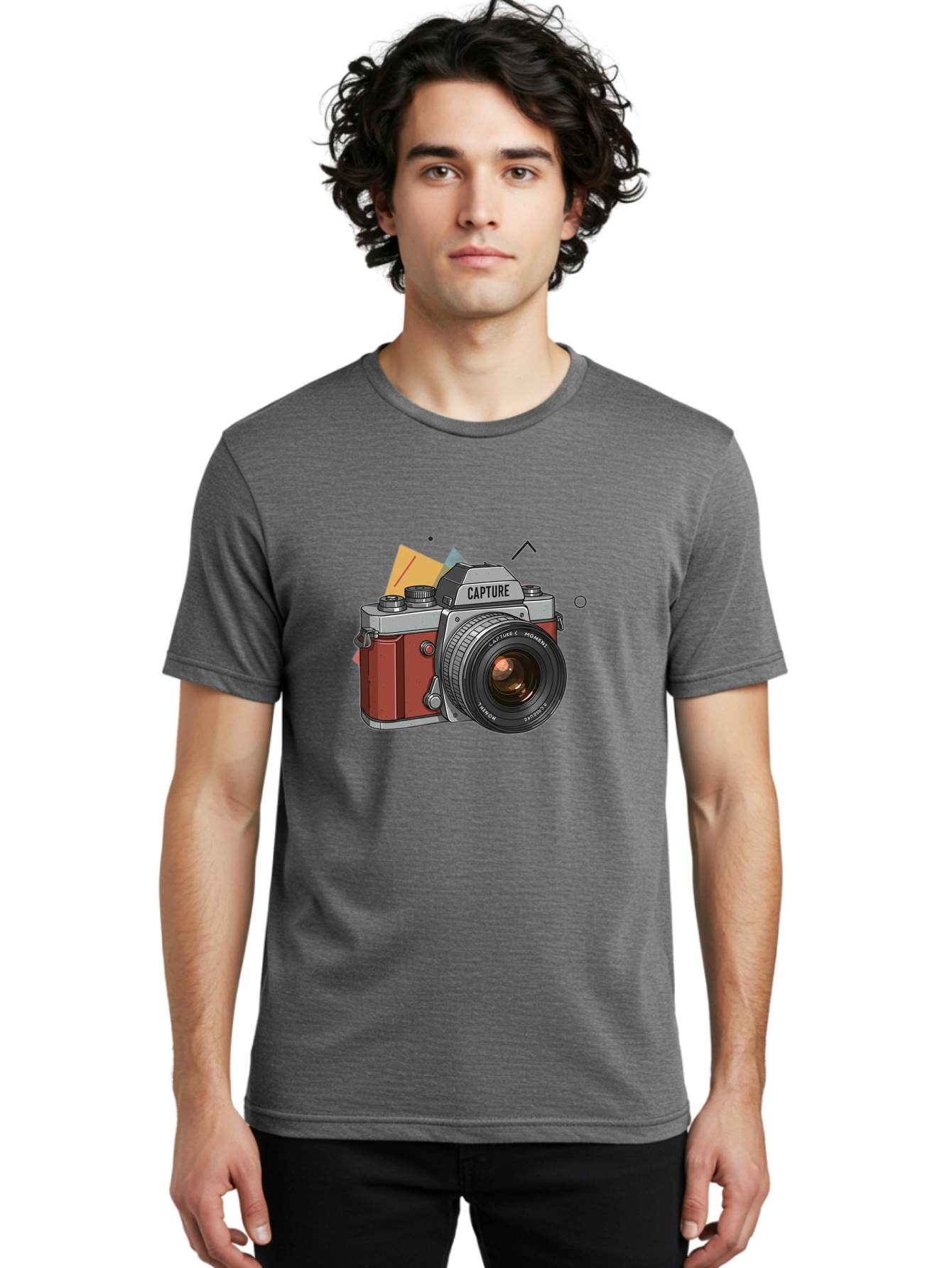 Capture-Camera Men'S Graphic Tee, 100% Cotton, Comfortable Casual Summer Wear, Machine Washable, Vintage Camera, Capture Moment, Photography Equipment, Capture The Moment, Dslr Camera, Camera Lens, Photography Accessories, Retro Camera Design, Bae384