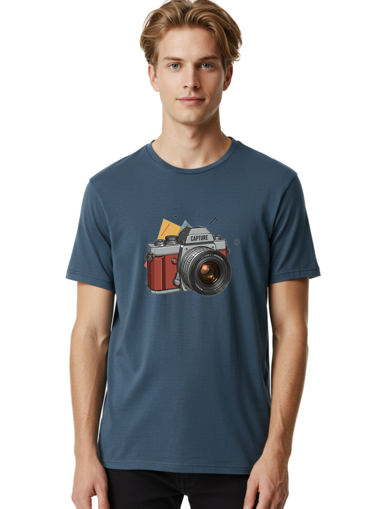 Capture-Camera Men'S Graphic Tee, 100% Cotton, Comfortable Casual Summer Wear, Machine Washable, Vintage Camera, Capture Moment, Photography Equipment, Capture The Moment, Dslr Camera, Camera Lens, Photography Accessories, Retro Camera Design, Bae384