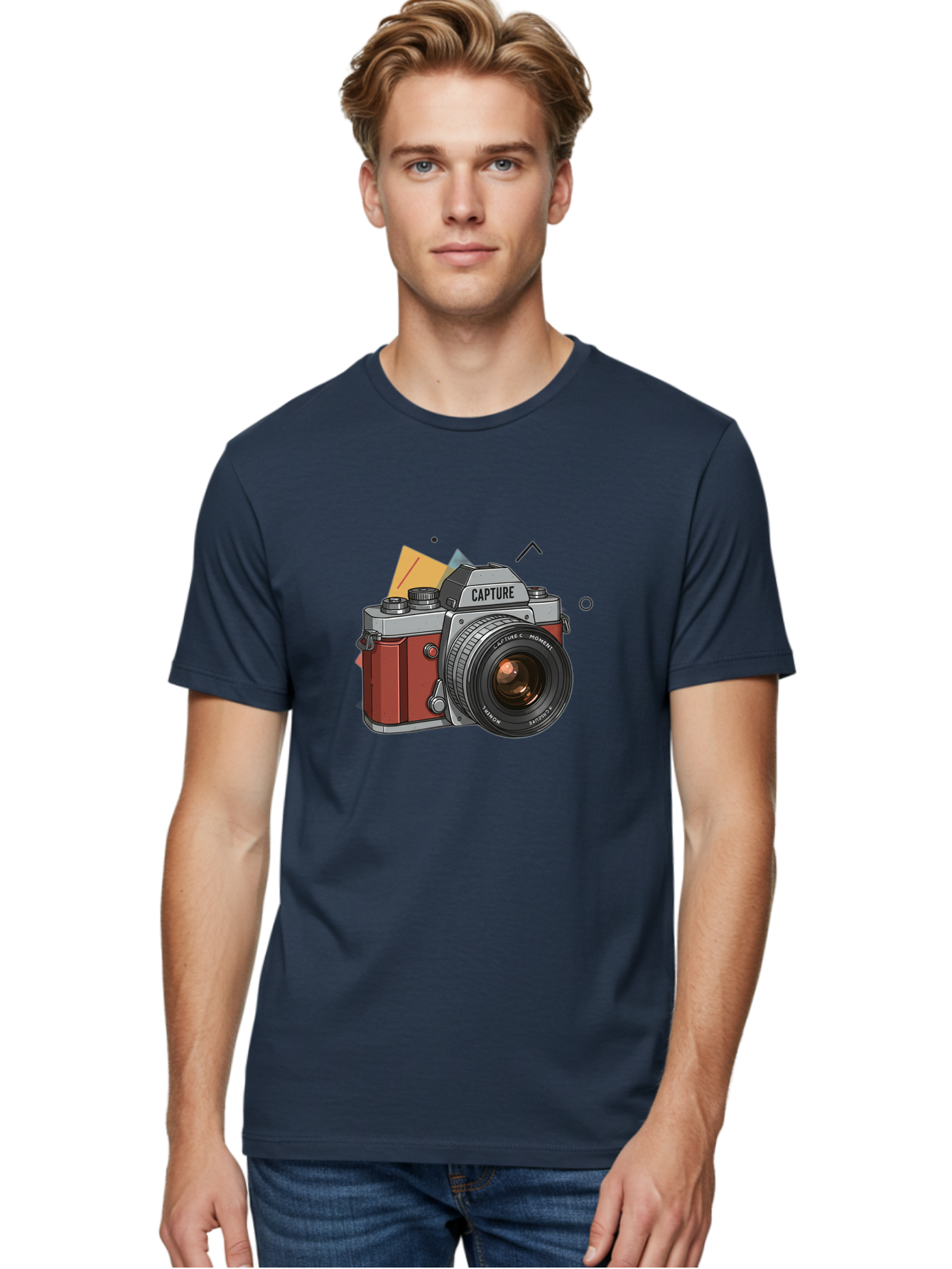 Capture-Camera Men'S Graphic Tee, 100% Cotton, Comfortable Casual Summer Wear, Machine Washable, Vintage Camera, Capture Moment, Photography Equipment, Capture The Moment, Dslr Camera, Camera Lens, Photography Accessories, Retro Camera Design, Bae384