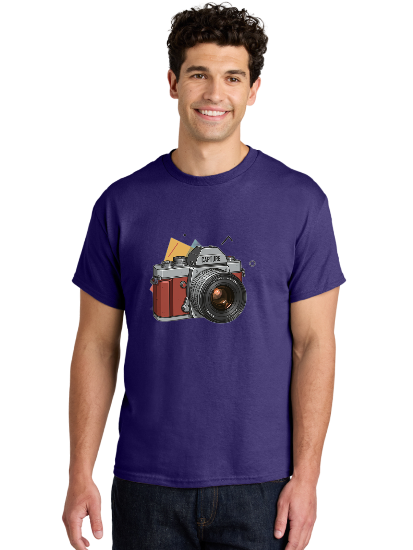 Capture-Camera Men'S Graphic Tee, 100% Cotton, Comfortable Casual Summer Wear, Machine Washable, Vintage Camera, Capture Moment, Photography Equipment, Capture The Moment, Dslr Camera, Camera Lens, Photography Accessories, Retro Camera Design, Bae384