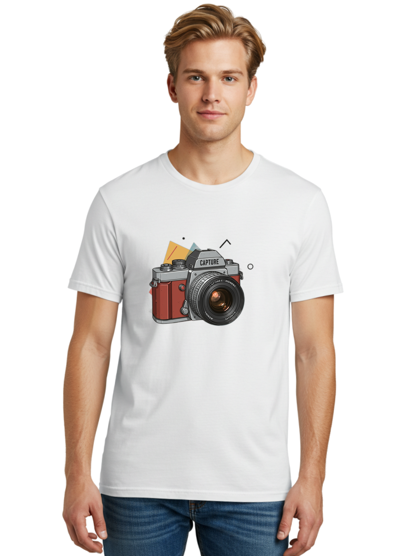 Capture-Camera Men'S Graphic Tee, 100% Cotton, Comfortable Casual Summer Wear, Machine Washable, Vintage Camera, Capture Moment, Photography Equipment, Capture The Moment, Dslr Camera, Camera Lens, Photography Accessories, Retro Camera Design, Bae384