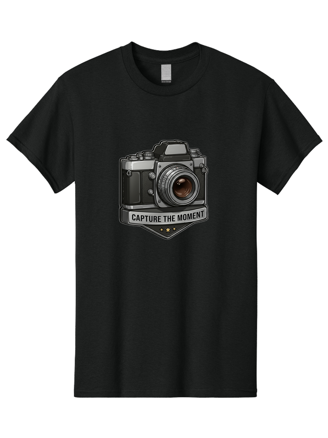 Capture-The-Moment Men'S Graphic Tee, 100% Cotton, Comfortable Casual Summer Wear, Machine Washable, Vintage Camera, Photography Equipment, Capture The Moment, Three Stars, Classic Design, Retro Style, Photography Inspiration, Camera Logo, Bae385