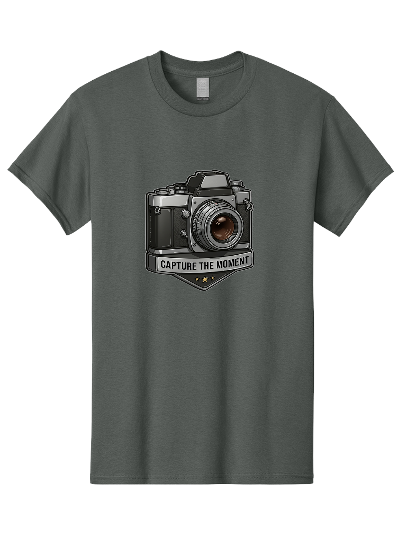 Capture-The-Moment Men'S Graphic Tee, 100% Cotton, Comfortable Casual Summer Wear, Machine Washable, Vintage Camera, Photography Equipment, Capture The Moment, Three Stars, Classic Design, Retro Style, Photography Inspiration, Camera Logo, Bae385