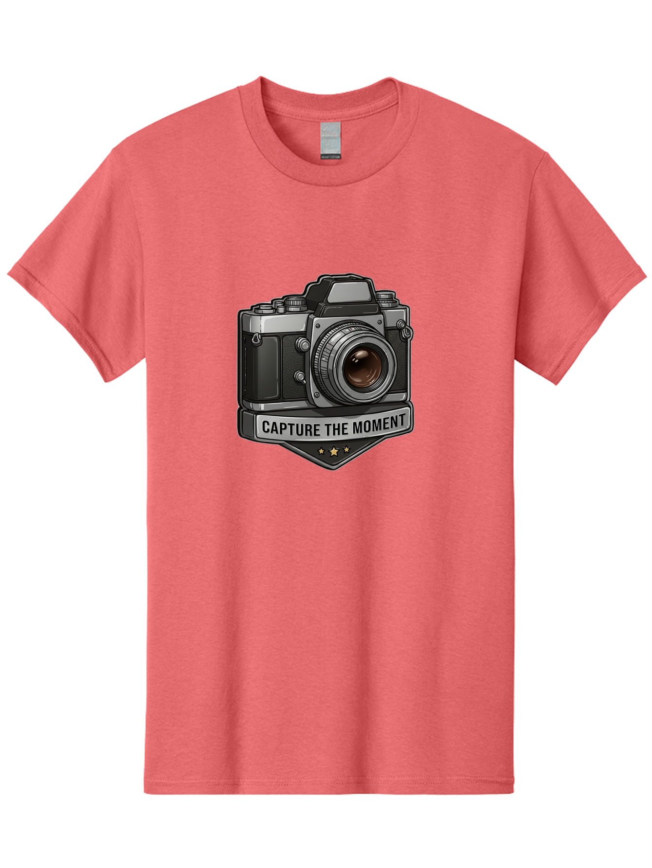 Capture-The-Moment Men'S Graphic Tee, 100% Cotton, Comfortable Casual Summer Wear, Machine Washable, Vintage Camera, Photography Equipment, Capture The Moment, Three Stars, Classic Design, Retro Style, Photography Inspiration, Camera Logo, Bae385