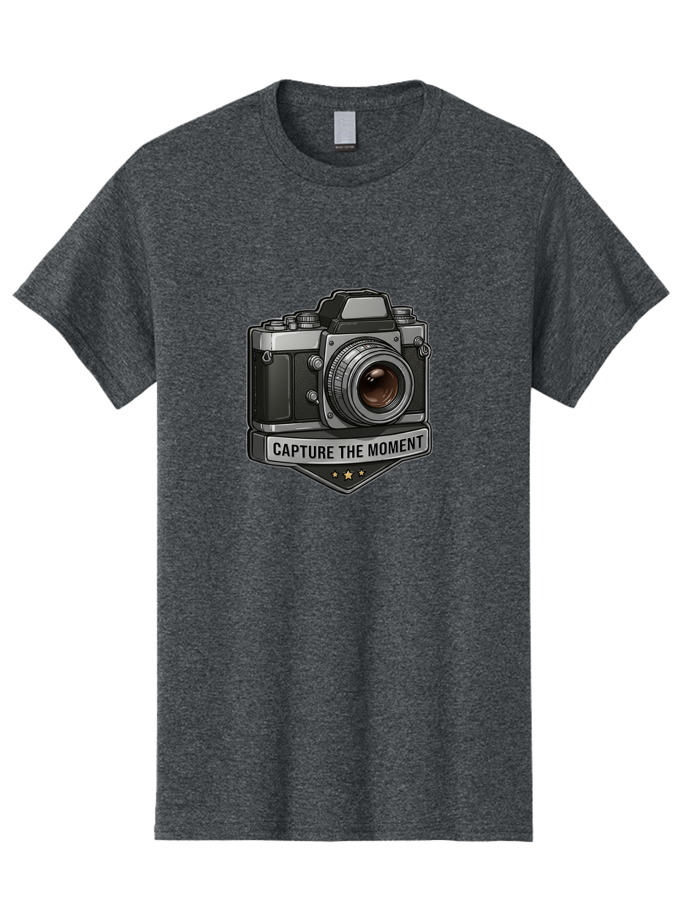 Capture-The-Moment Men'S Graphic Tee, 100% Cotton, Comfortable Casual Summer Wear, Machine Washable, Vintage Camera, Photography Equipment, Capture The Moment, Three Stars, Classic Design, Retro Style, Photography Inspiration, Camera Logo, Bae385