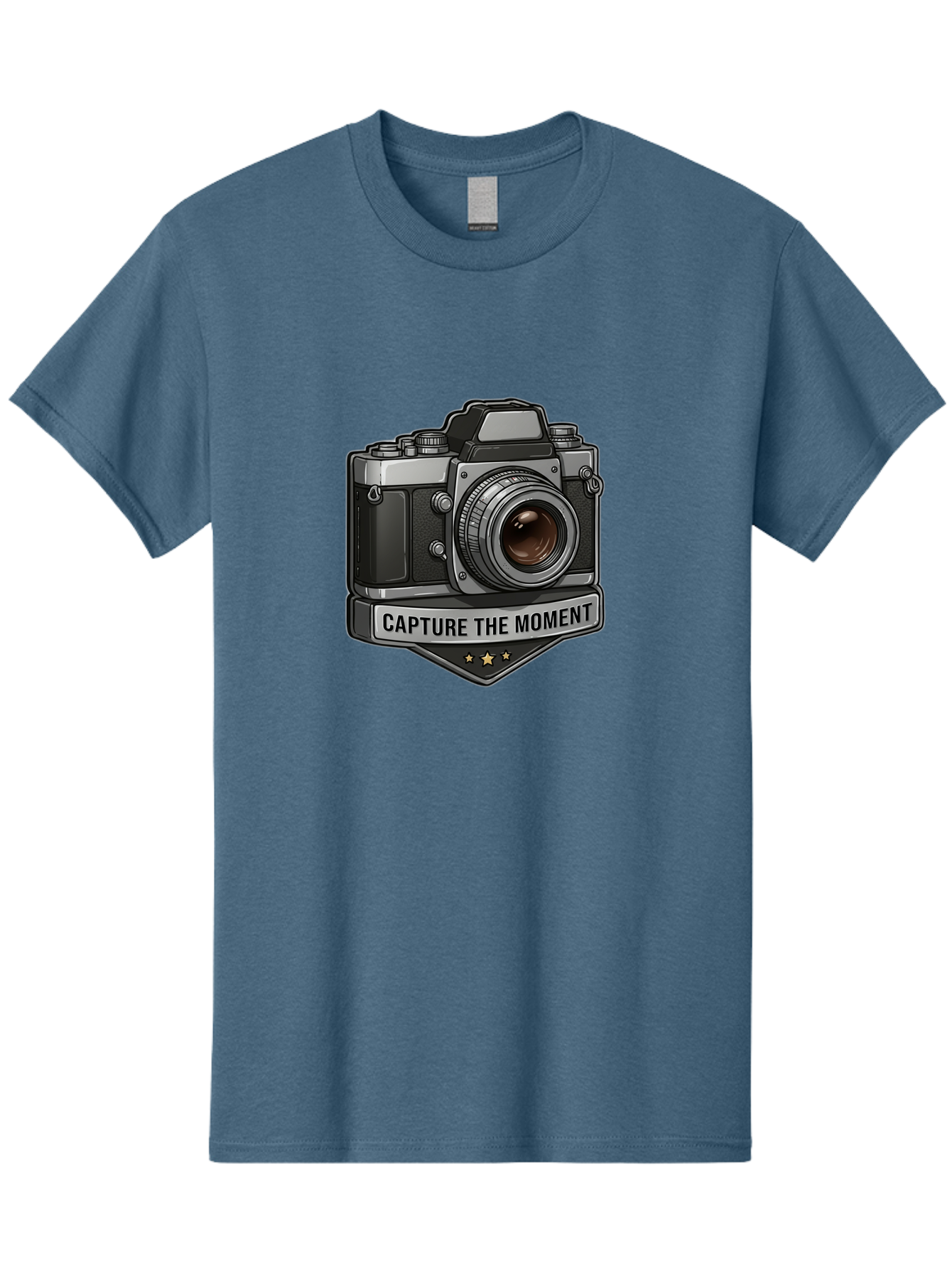 Capture-The-Moment Men'S Graphic Tee, 100% Cotton, Comfortable Casual Summer Wear, Machine Washable, Vintage Camera, Photography Equipment, Capture The Moment, Three Stars, Classic Design, Retro Style, Photography Inspiration, Camera Logo, Bae385