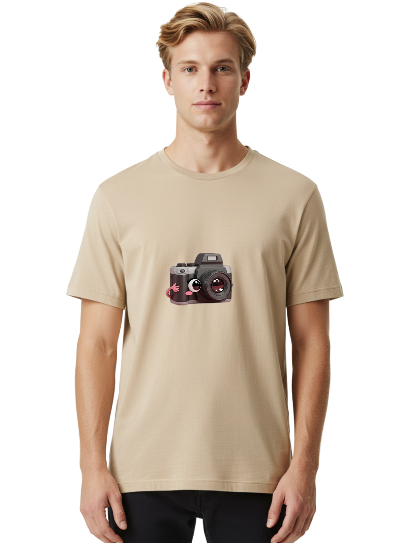 Cartoon-Camera Men'S Graphic Tee, 100% Cotton, Comfortable Casual Summer Wear, Machine Washable, Cartoon Camera, Digital Photography, Camera Character, Photography Equipment, Cute Camera, Camera Illustration, Camera Graphics, Photography Icon Bae387