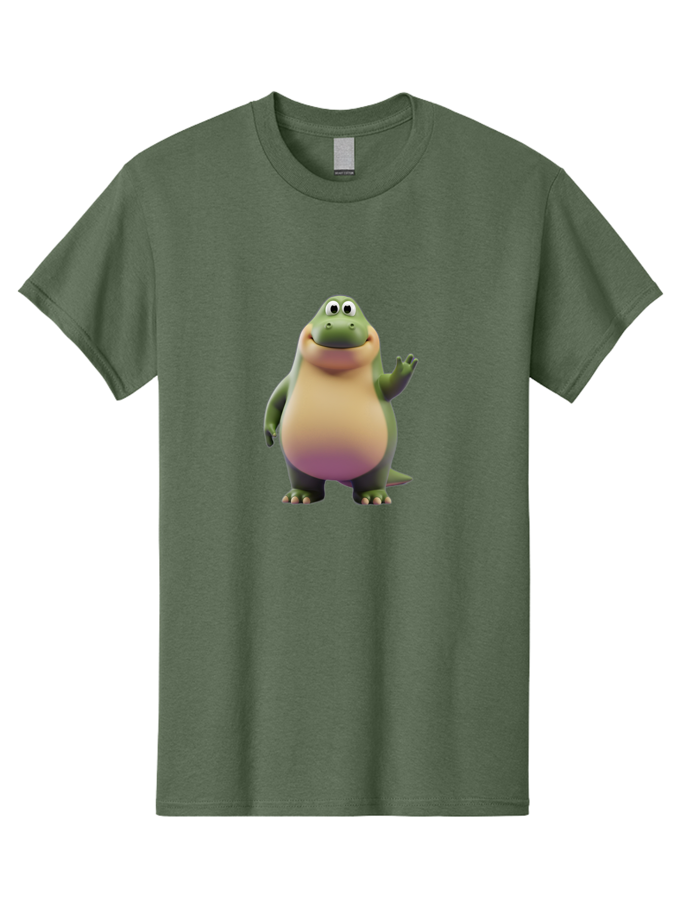 Cartoon-Dinosaur-2 Men'S Graphic Tee, 100% Cotton, Comfortable Casual Summer Wear, Machine Washable, Cartoon Dinosaur, Dinosaur Character, Friendly Reptile, Smiling Creature, Animated Dino, Dino Illustration, Green Dinosaur, Cute Dino, Bae389