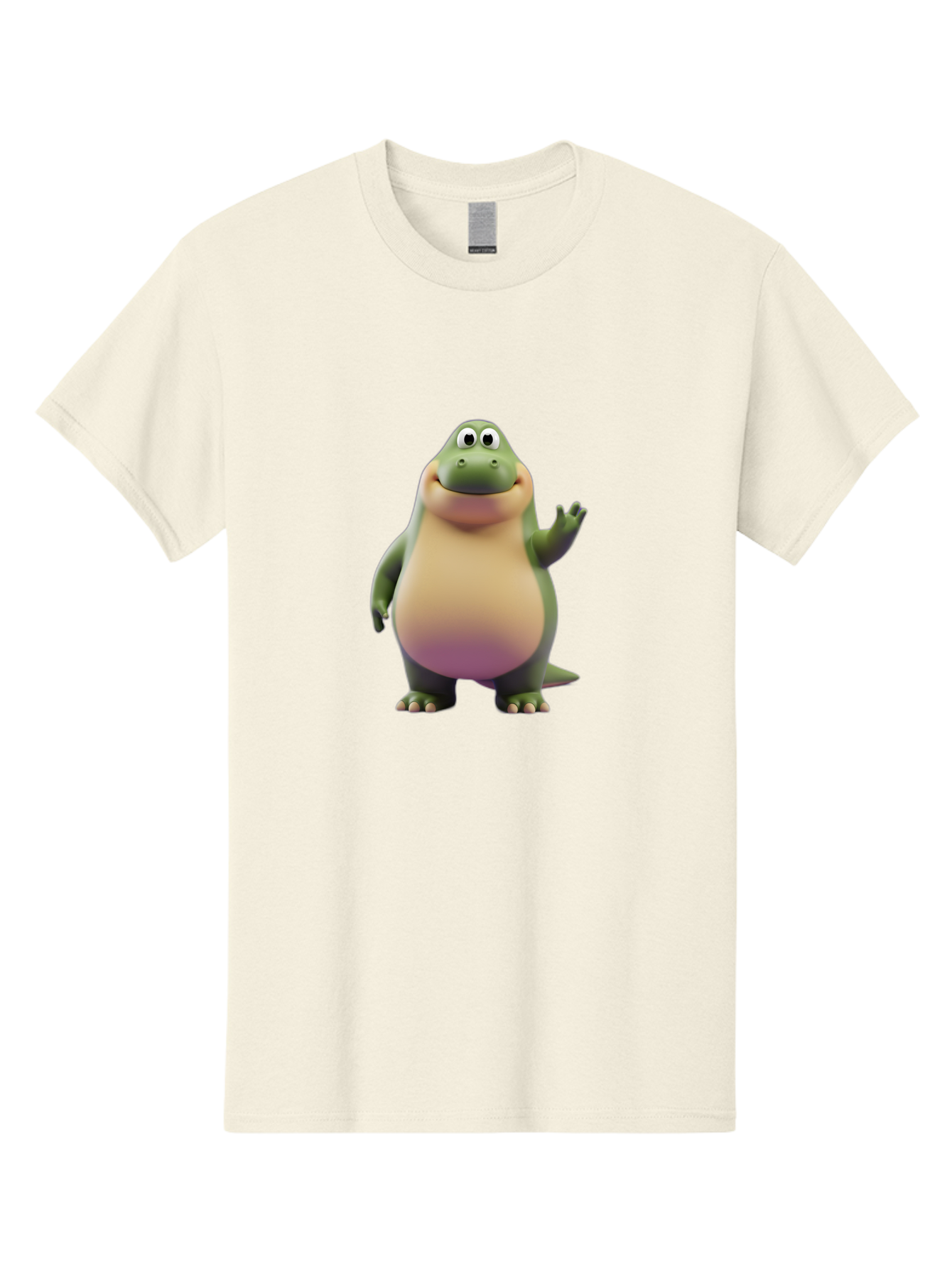 Cartoon-Dinosaur-2 Men'S Graphic Tee, 100% Cotton, Comfortable Casual Summer Wear, Machine Washable, Cartoon Dinosaur, Dinosaur Character, Friendly Reptile, Smiling Creature, Animated Dino, Dino Illustration, Green Dinosaur, Cute Dino, Bae389