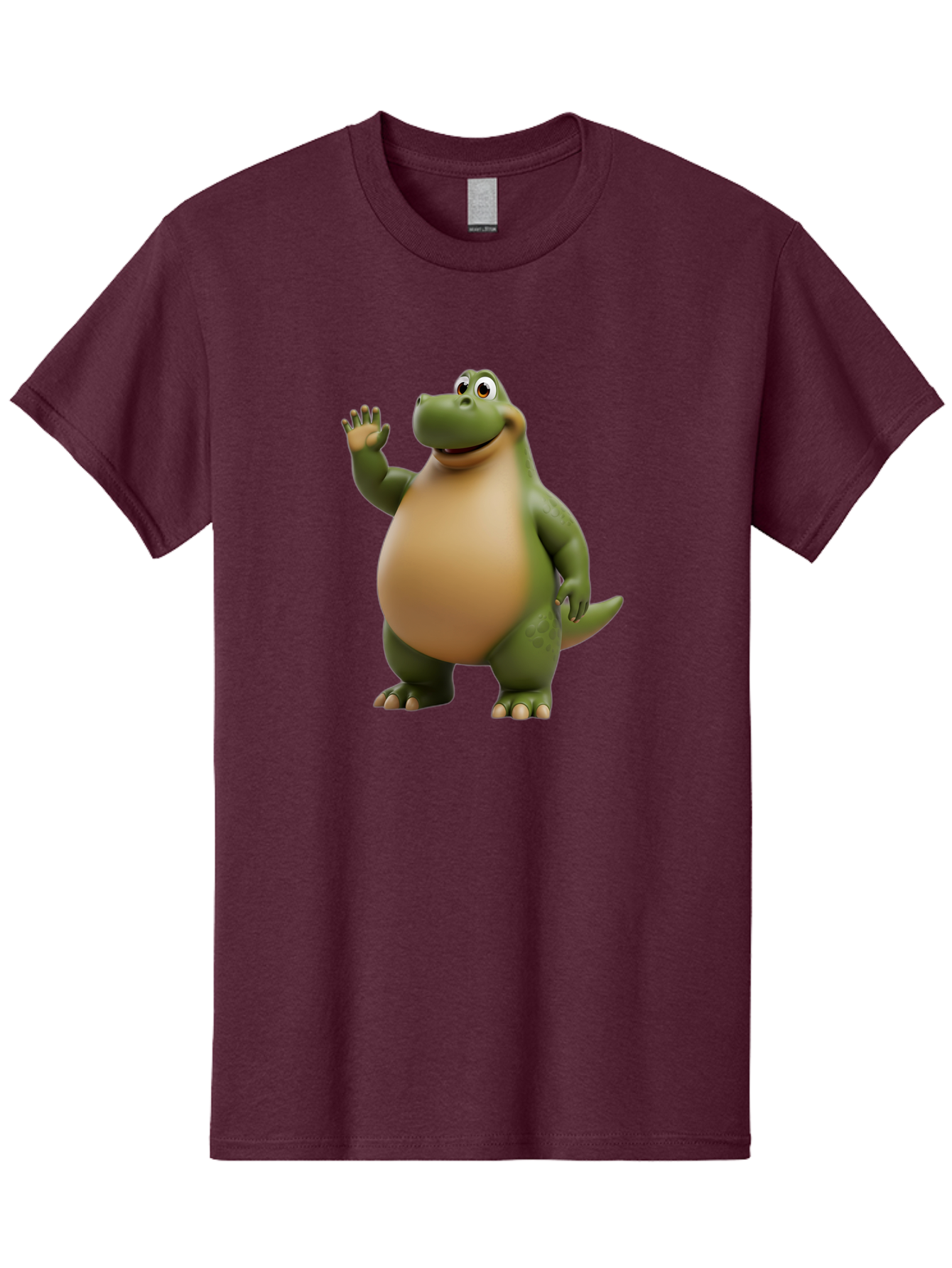 Cartoon-T-Rex Men'S Graphic Tee, 100% Cotton, Comfortable Casual Summer Wear, Machine Washable, Cartoon Alligator, 3D Character, Green Alligator, Friendly Creature, Cartoon Animal, Animated Character, Children'S Entertainment, Nursery Decor, Bae395