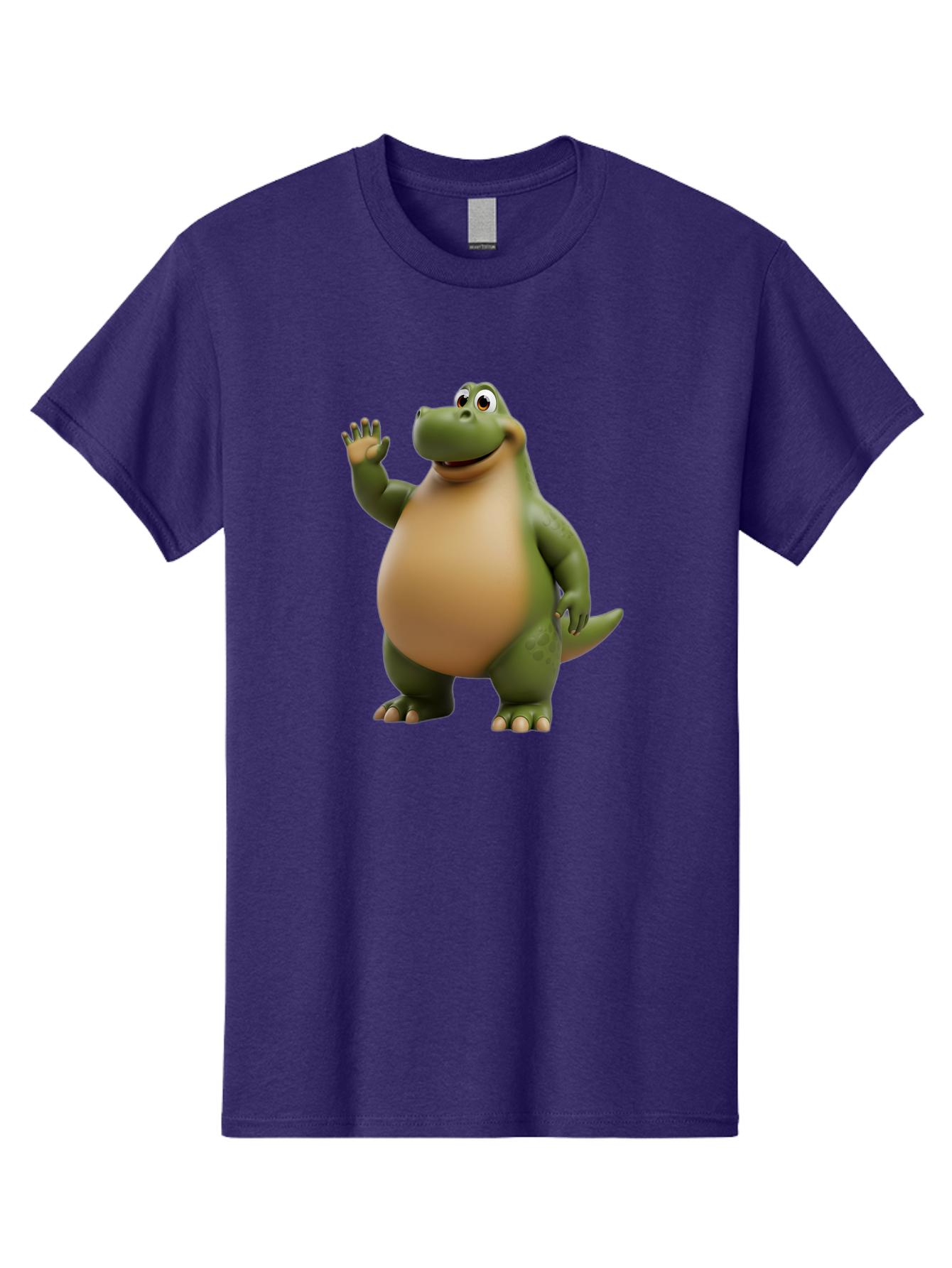 Cartoon-T-Rex Men'S Graphic Tee, 100% Cotton, Comfortable Casual Summer Wear, Machine Washable, Cartoon Alligator, 3D Character, Green Alligator, Friendly Creature, Cartoon Animal, Animated Character, Children'S Entertainment, Nursery Decor, Bae395