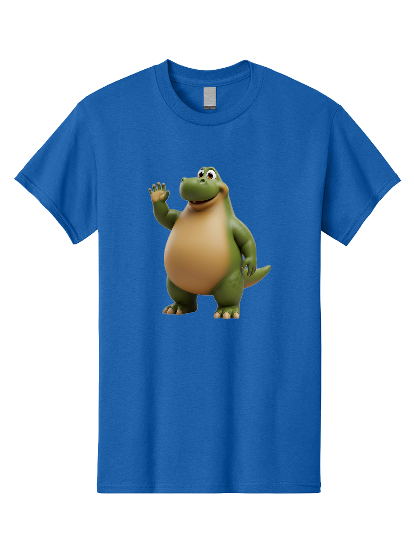 Cartoon-T-Rex Men'S Graphic Tee, 100% Cotton, Comfortable Casual Summer Wear, Machine Washable, Cartoon Alligator, 3D Character, Green Alligator, Friendly Creature, Cartoon Animal, Animated Character, Children'S Entertainment, Nursery Decor, Bae395