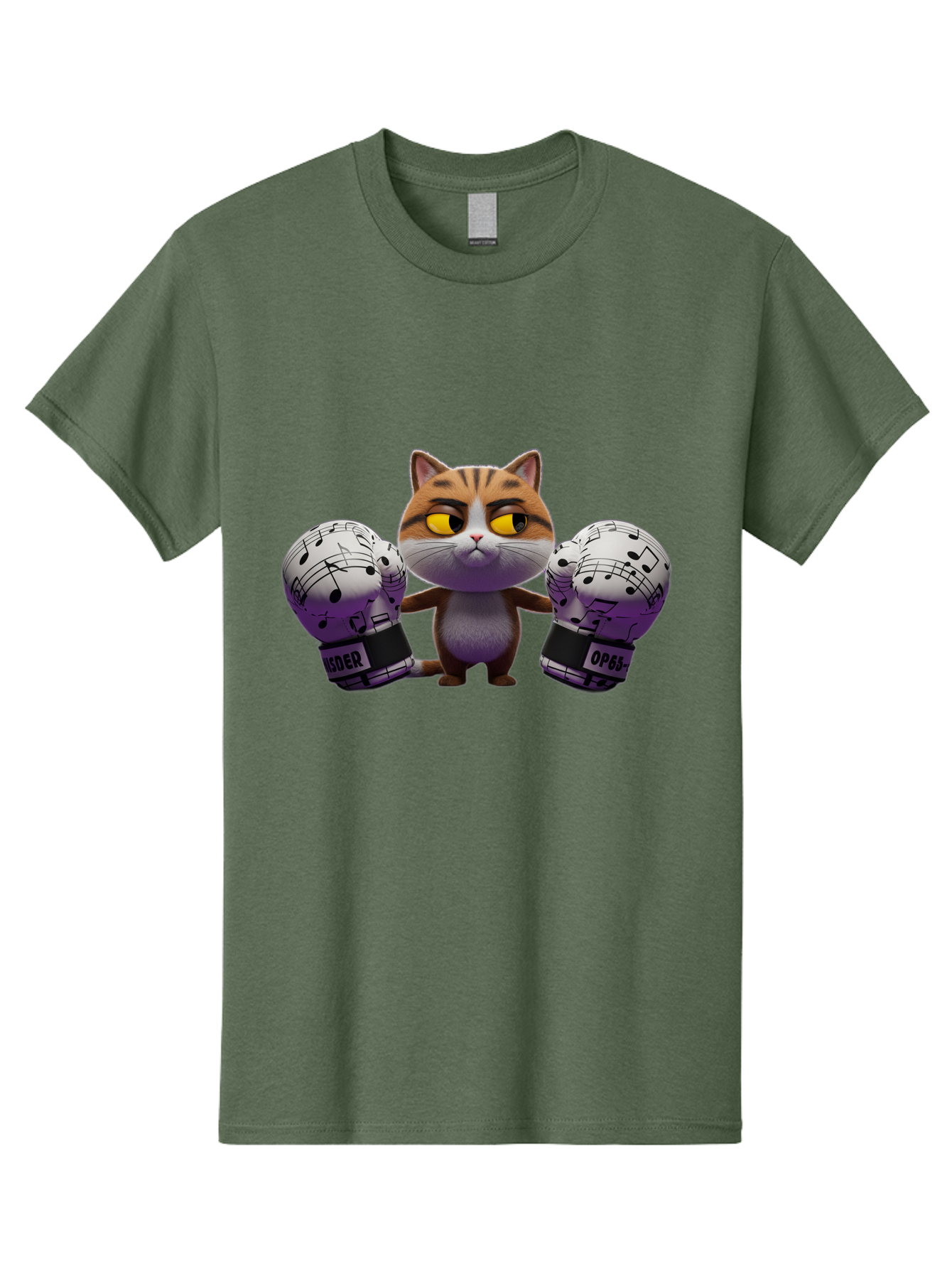 Cat-With-Boxing-Gloves Men'S Graphic Tee, 100% Cotton, Comfortable Casual Summer Wear, Machine Washable, Boxing Cat, Cartoon Style, Orange Tabby Cat, Musical Notes Gloves, Boxing Gloves, Cat With Gloves, Funny Cartoon, Opder Opponent, Bae403