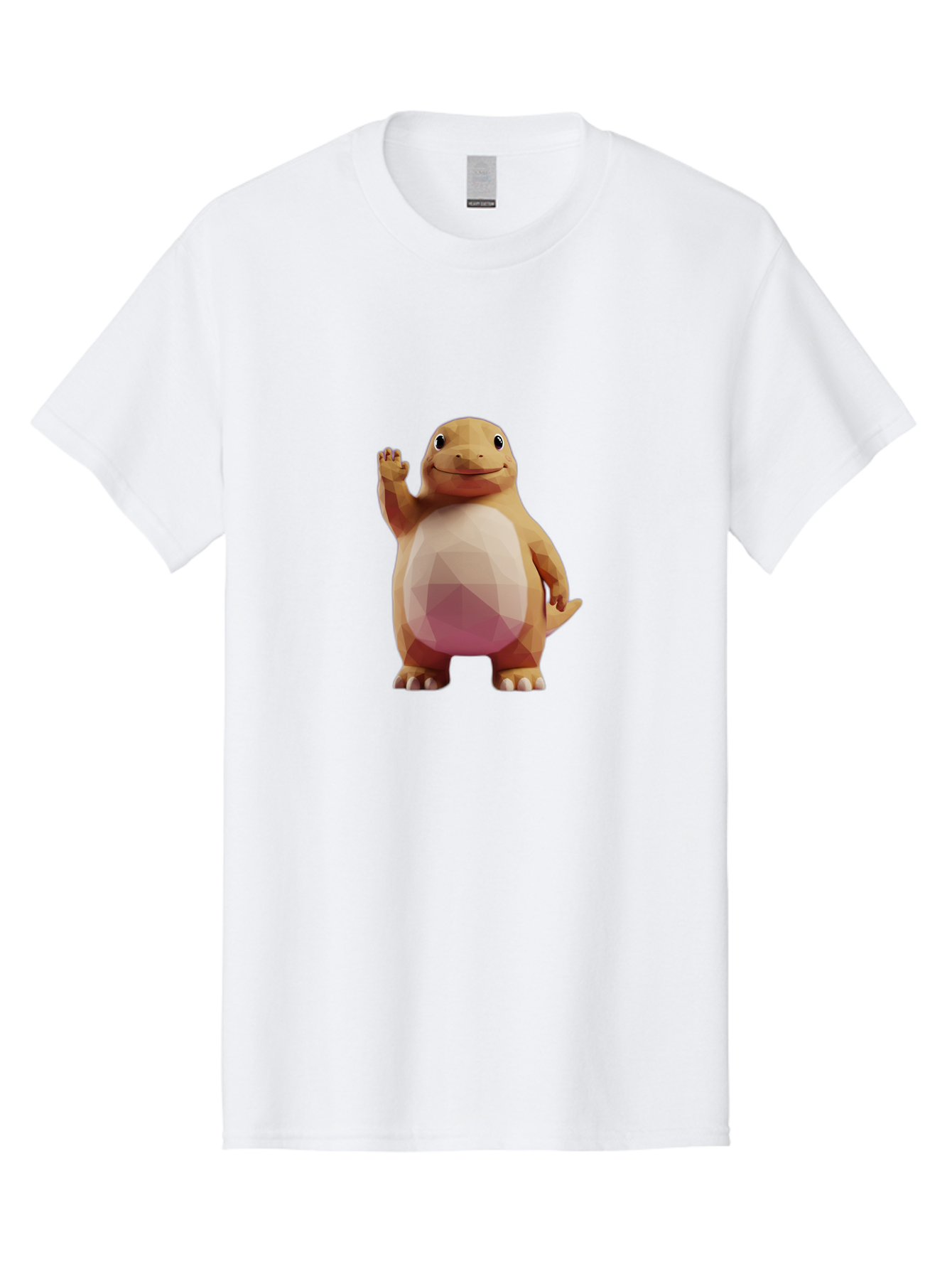 Charmander Men'S Graphic Tee, 100% Cotton, Comfortable Casual Summer Wear, Machine Washable, Charmander, Pokémon Character, Cartoon Lizard, Low-Poly 3D Model, Orange And White Colors, Friendly Gesture, Digital Illustration, Gaming Icon Bae406