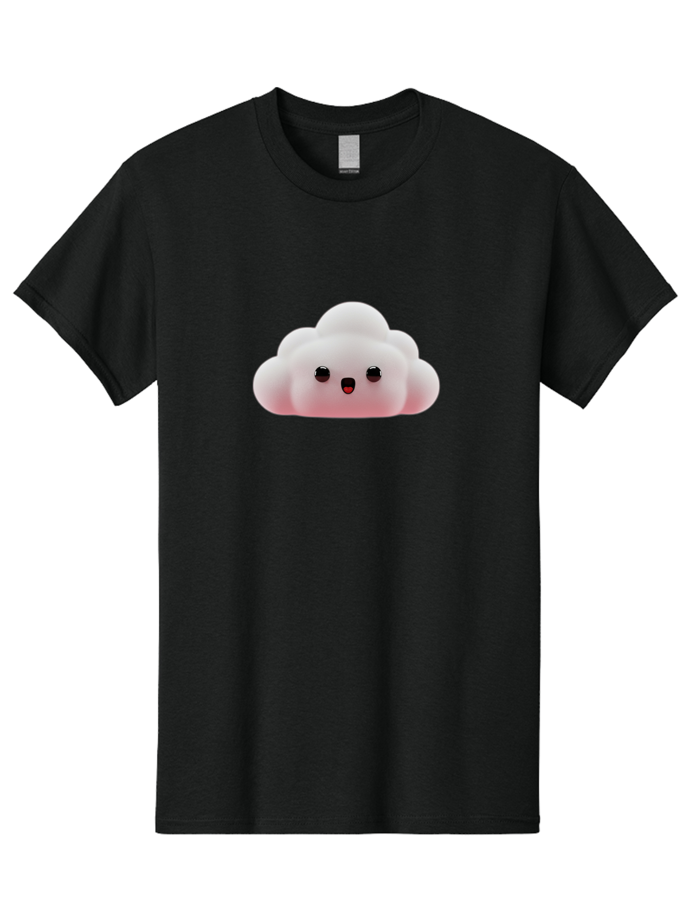 Cloud Men'S Graphic Tee, 100% Cotton, Comfortable Casual Summer Wear, Machine Washable, Cute Cloud, Kawaii Character, Fluffy Cloud, Cartoon Style, Soft Pink, Adorable Face, Big Eyes, Small Mouth, Playful Design, Digital Art Bae410