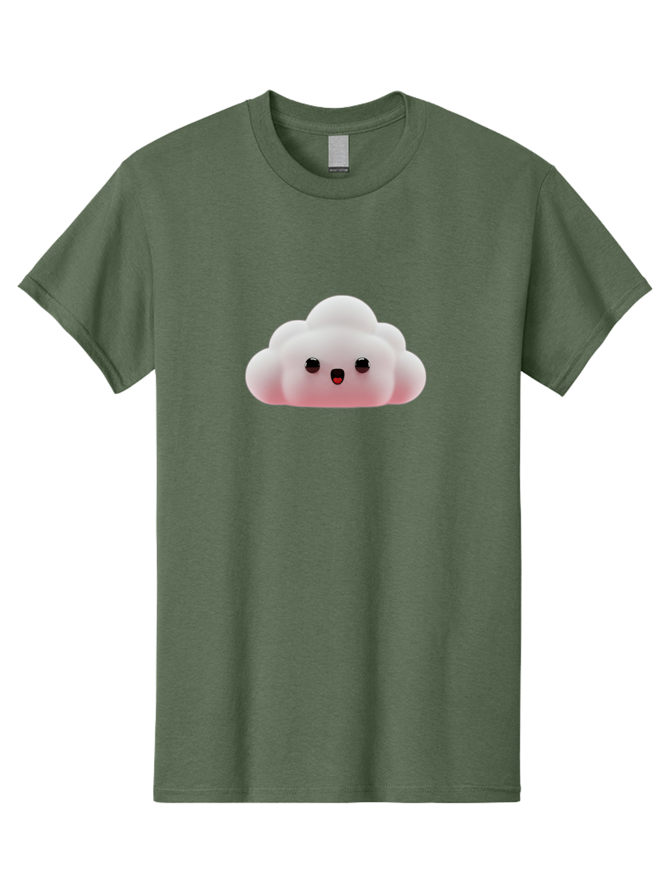 Cloud Men'S Graphic Tee, 100% Cotton, Comfortable Casual Summer Wear, Machine Washable, Cute Cloud, Kawaii Character, Fluffy Cloud, Cartoon Style, Soft Pink, Adorable Face, Big Eyes, Small Mouth, Playful Design, Digital Art Bae410