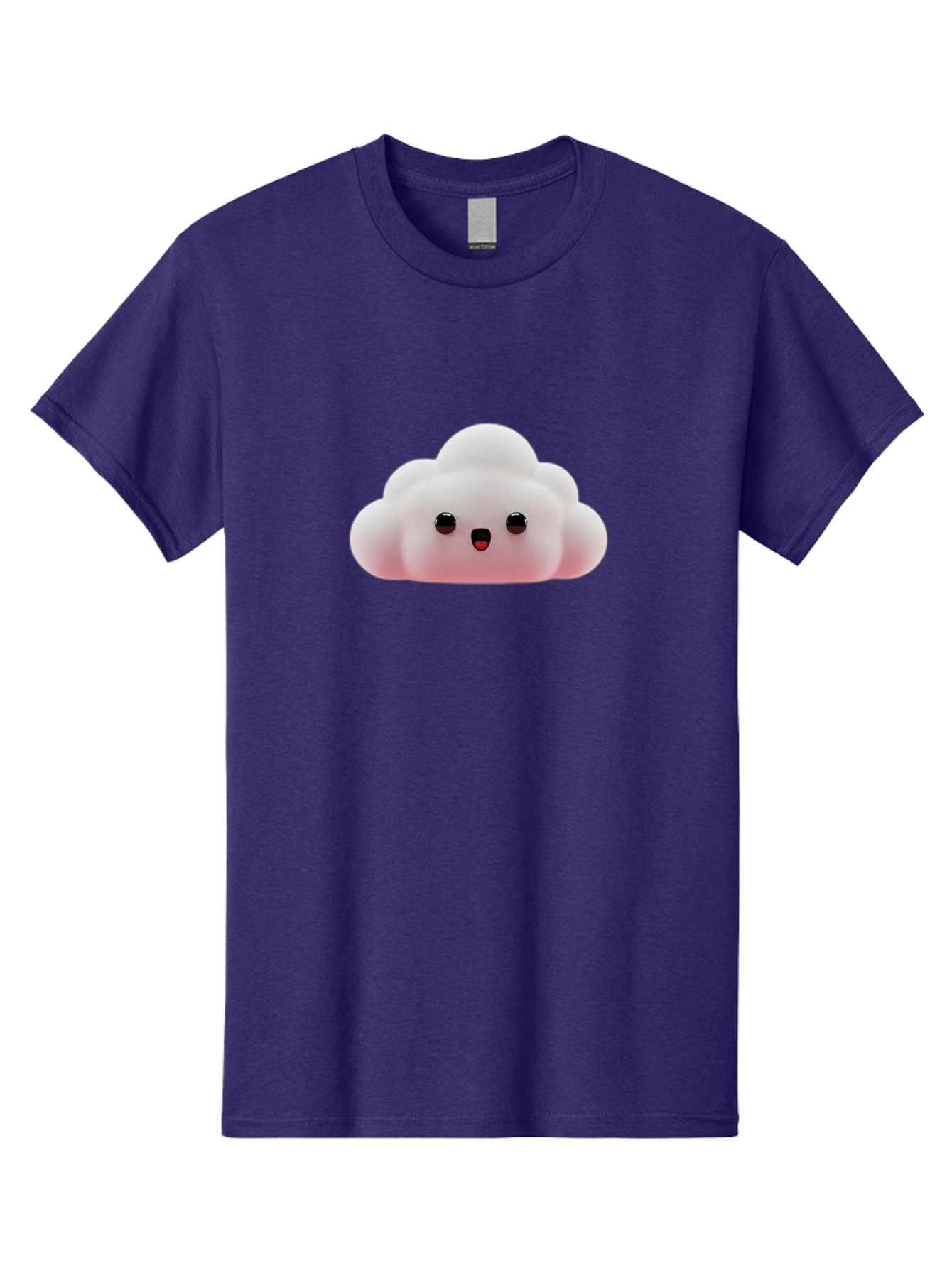 Cloud Men'S Graphic Tee, 100% Cotton, Comfortable Casual Summer Wear, Machine Washable, Cute Cloud, Kawaii Character, Fluffy Cloud, Cartoon Style, Soft Pink, Adorable Face, Big Eyes, Small Mouth, Playful Design, Digital Art Bae410