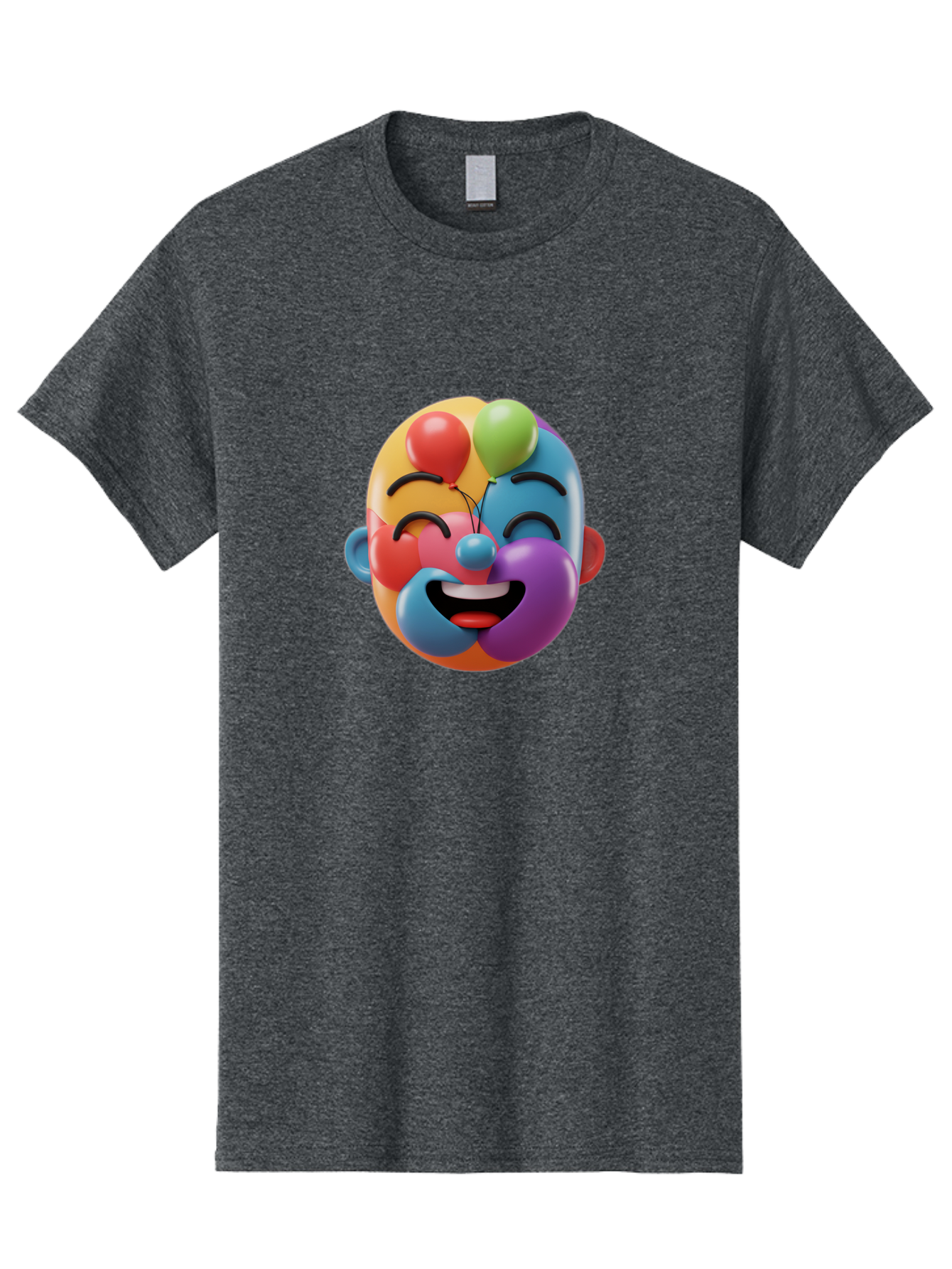 Clown-Emoji Men'S Graphic Tee, 100% Cotton, Comfortable Casual Summer Wear, Machine Washable, 3D Clown Face, Colorful Illustration, Clown Character, Balloons, Happy Expression, Vibrant Colors, Cartoon-Style, Playful Design, Joyful Atmosphere, Bae411