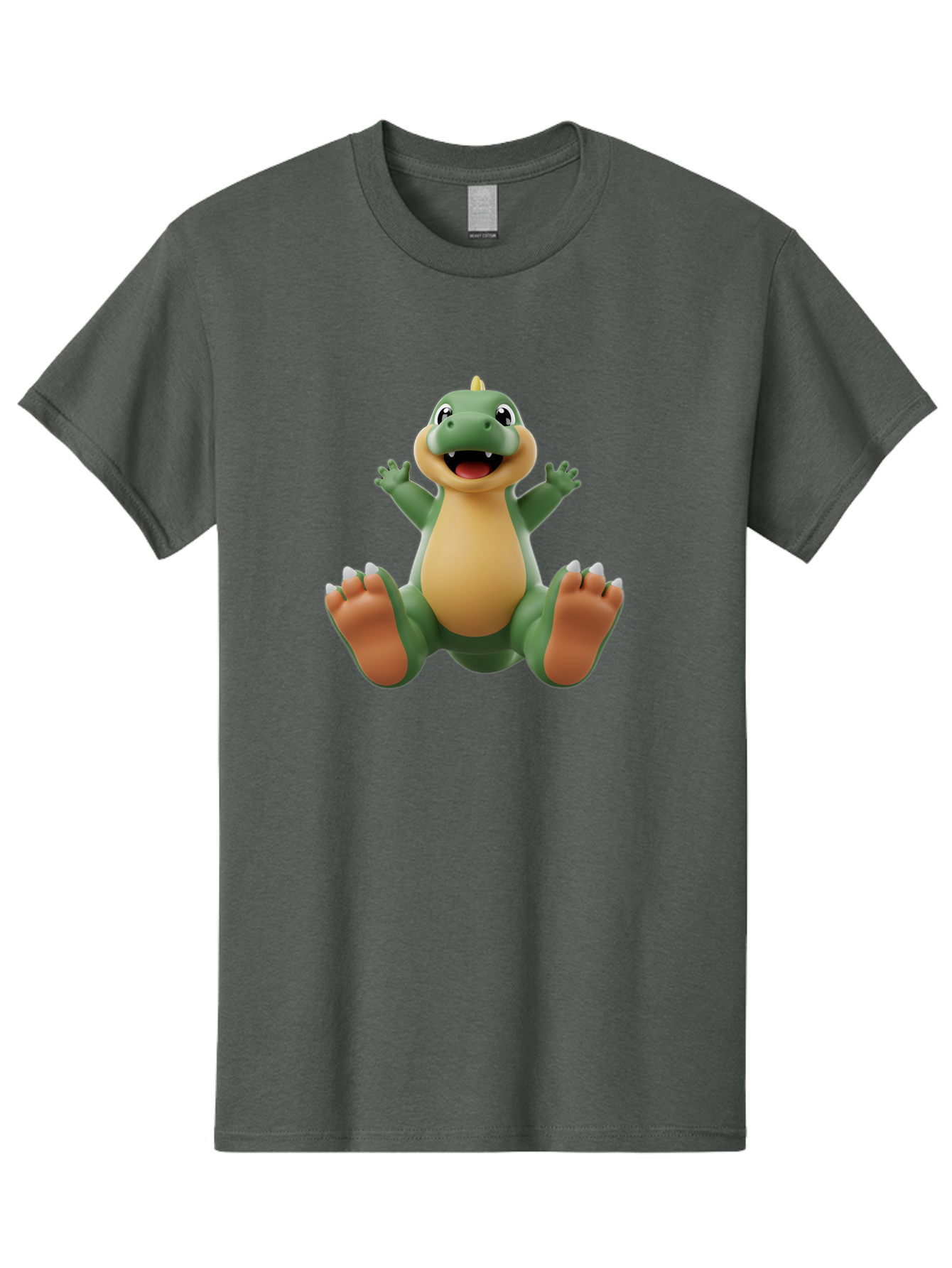 Crocodile Men'S Graphic Tee, 100% Cotton, Comfortable Casual Summer Wear, Machine Washable, Cartoon Crocodile, Green And Tan Reptile, Cute And Friendly, Jumping In The Air, Happy Expression, Cartoon Character, Animated Animal Bae417