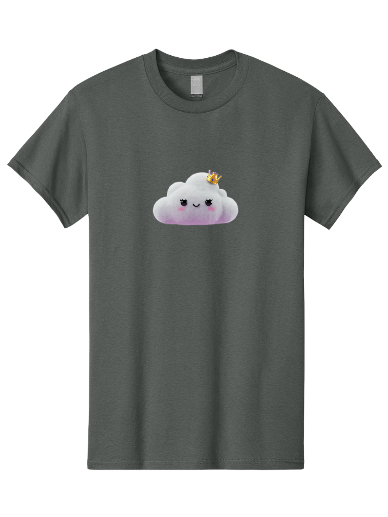 Crown-Cloud Men'S Graphic Tee, 100% Cotton, Comfortable Casual Summer Wear, Machine Washable, Soft Plush Toy, Cloud Shape, Adorable Face, Golden Crown, Cute Toy, Kawaii, Soft Toy, Plushie, Stuffed Animal, Kids Toy, Cuddly, Endearing, Bae418