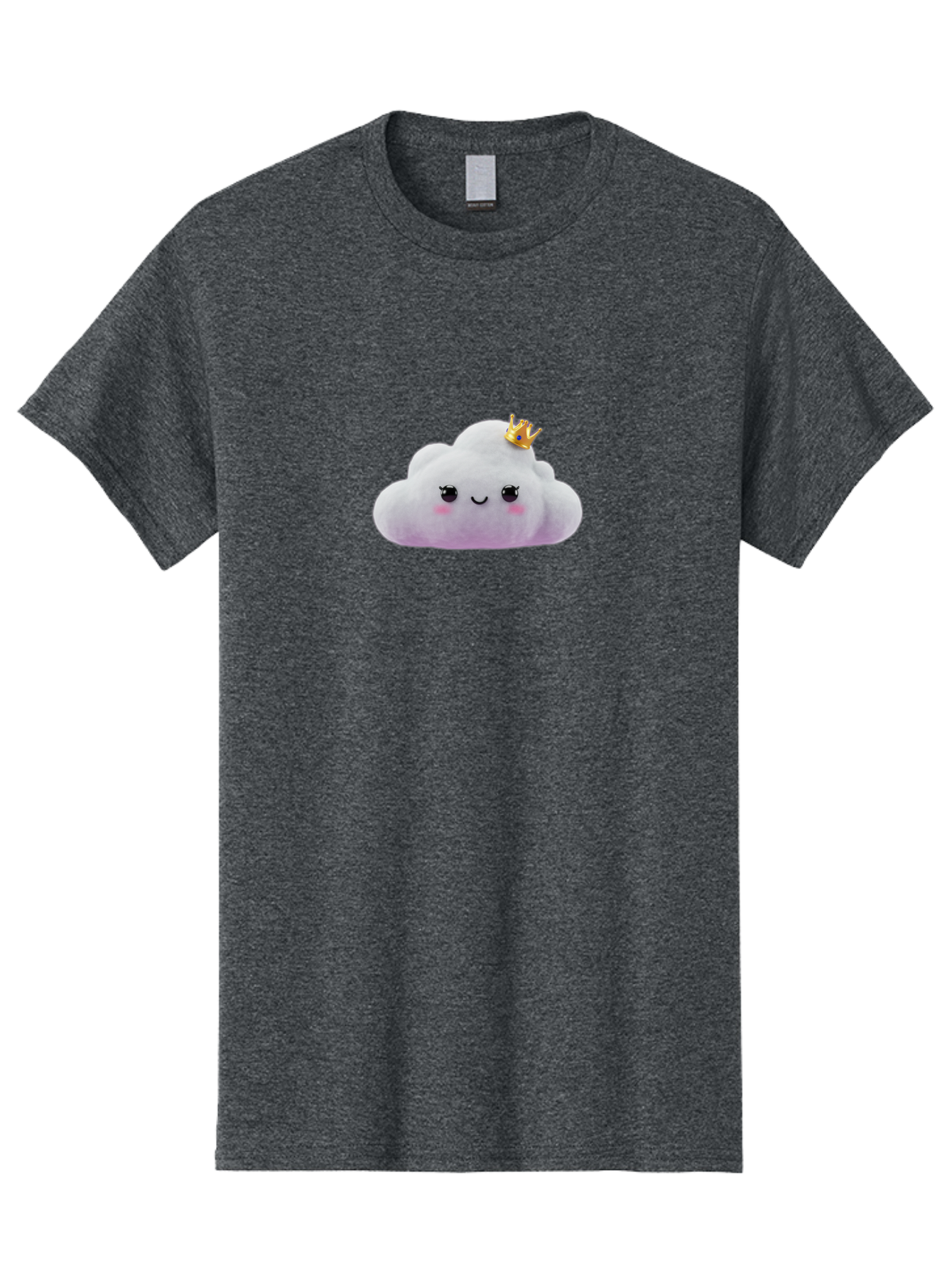 Crown-Cloud Men'S Graphic Tee, 100% Cotton, Comfortable Casual Summer Wear, Machine Washable, Soft Plush Toy, Cloud Shape, Adorable Face, Golden Crown, Cute Toy, Kawaii, Soft Toy, Plushie, Stuffed Animal, Kids Toy, Cuddly, Endearing, Bae418