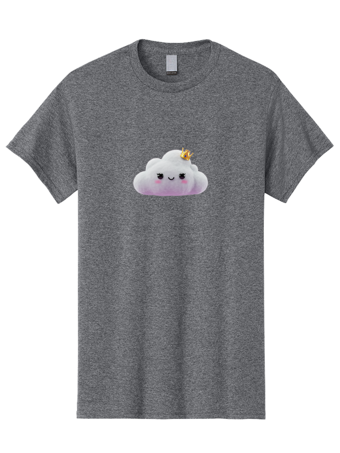 Crown-Cloud Men'S Graphic Tee, 100% Cotton, Comfortable Casual Summer Wear, Machine Washable, Soft Plush Toy, Cloud Shape, Adorable Face, Golden Crown, Cute Toy, Kawaii, Soft Toy, Plushie, Stuffed Animal, Kids Toy, Cuddly, Endearing, Bae418
