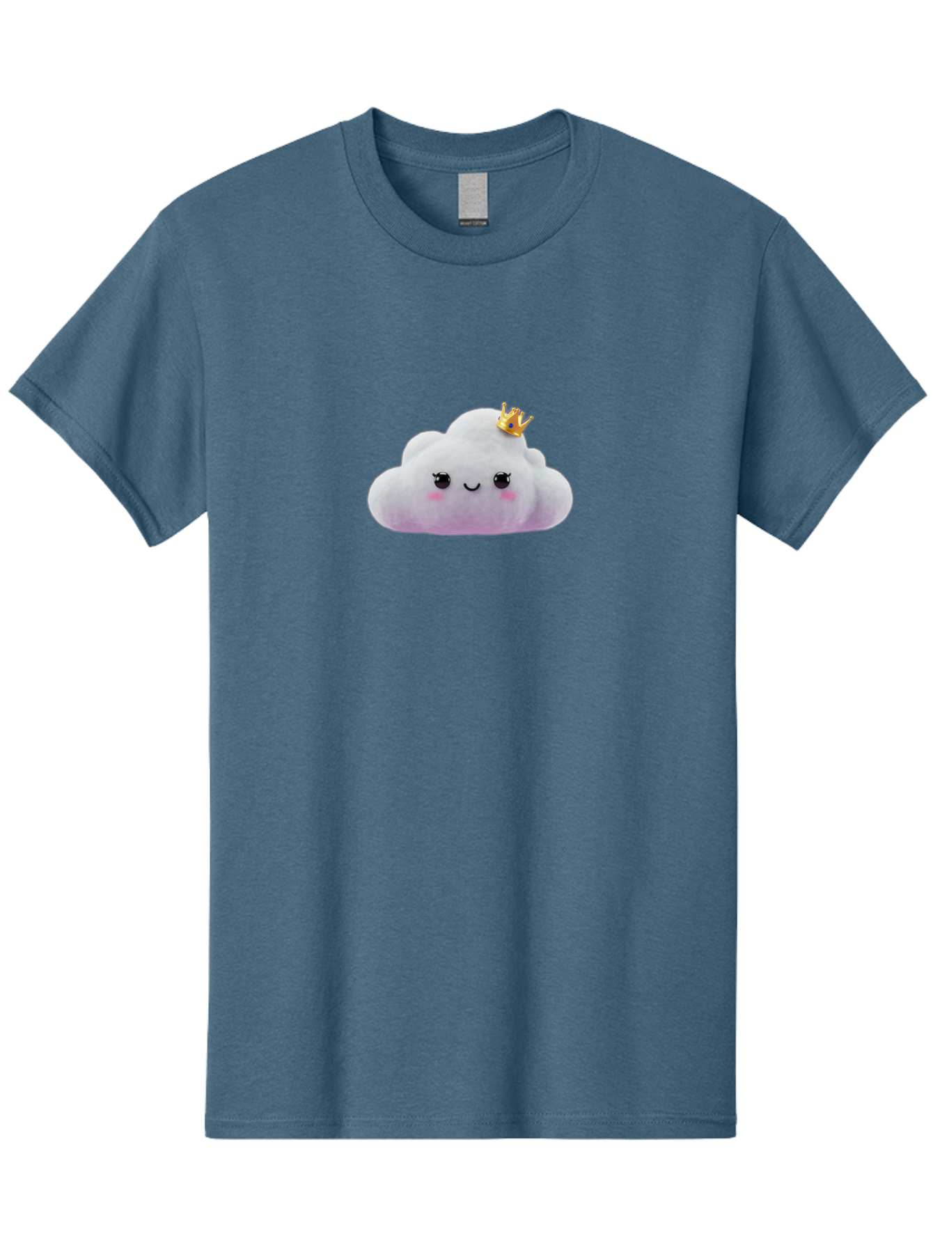 Crown-Cloud Men'S Graphic Tee, 100% Cotton, Comfortable Casual Summer Wear, Machine Washable, Soft Plush Toy, Cloud Shape, Adorable Face, Golden Crown, Cute Toy, Kawaii, Soft Toy, Plushie, Stuffed Animal, Kids Toy, Cuddly, Endearing, Bae418