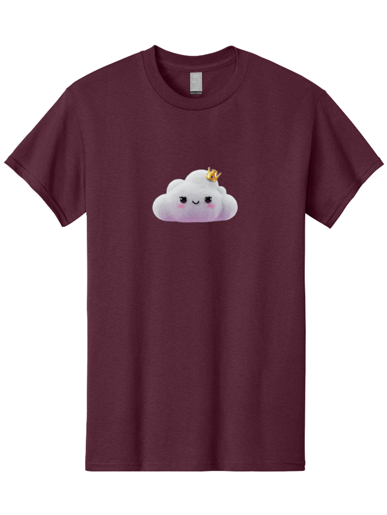 Crown-Cloud Men'S Graphic Tee, 100% Cotton, Comfortable Casual Summer Wear, Machine Washable, Soft Plush Toy, Cloud Shape, Adorable Face, Golden Crown, Cute Toy, Kawaii, Soft Toy, Plushie, Stuffed Animal, Kids Toy, Cuddly, Endearing, Bae418