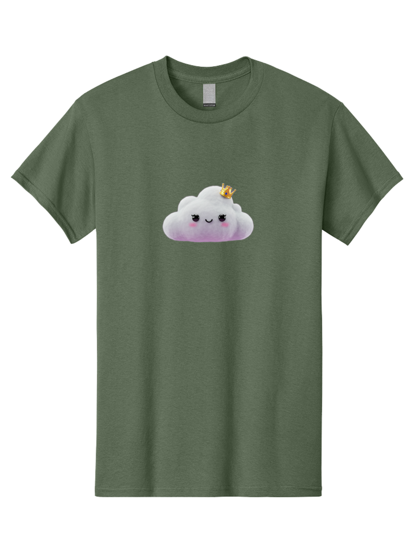 Crown-Cloud Men'S Graphic Tee, 100% Cotton, Comfortable Casual Summer Wear, Machine Washable, Soft Plush Toy, Cloud Shape, Adorable Face, Golden Crown, Cute Toy, Kawaii, Soft Toy, Plushie, Stuffed Animal, Kids Toy, Cuddly, Endearing, Bae418