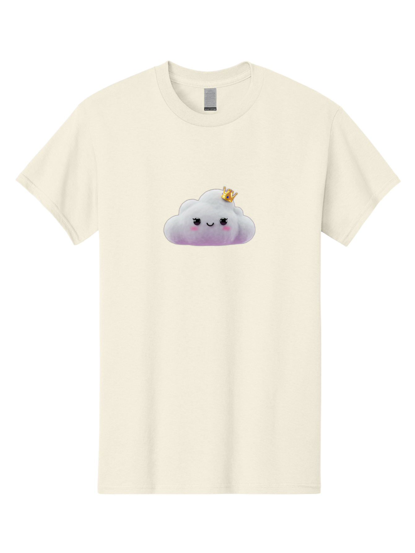 Crown-Cloud Men'S Graphic Tee, 100% Cotton, Comfortable Casual Summer Wear, Machine Washable, Soft Plush Toy, Cloud Shape, Adorable Face, Golden Crown, Cute Toy, Kawaii, Soft Toy, Plushie, Stuffed Animal, Kids Toy, Cuddly, Endearing, Bae418