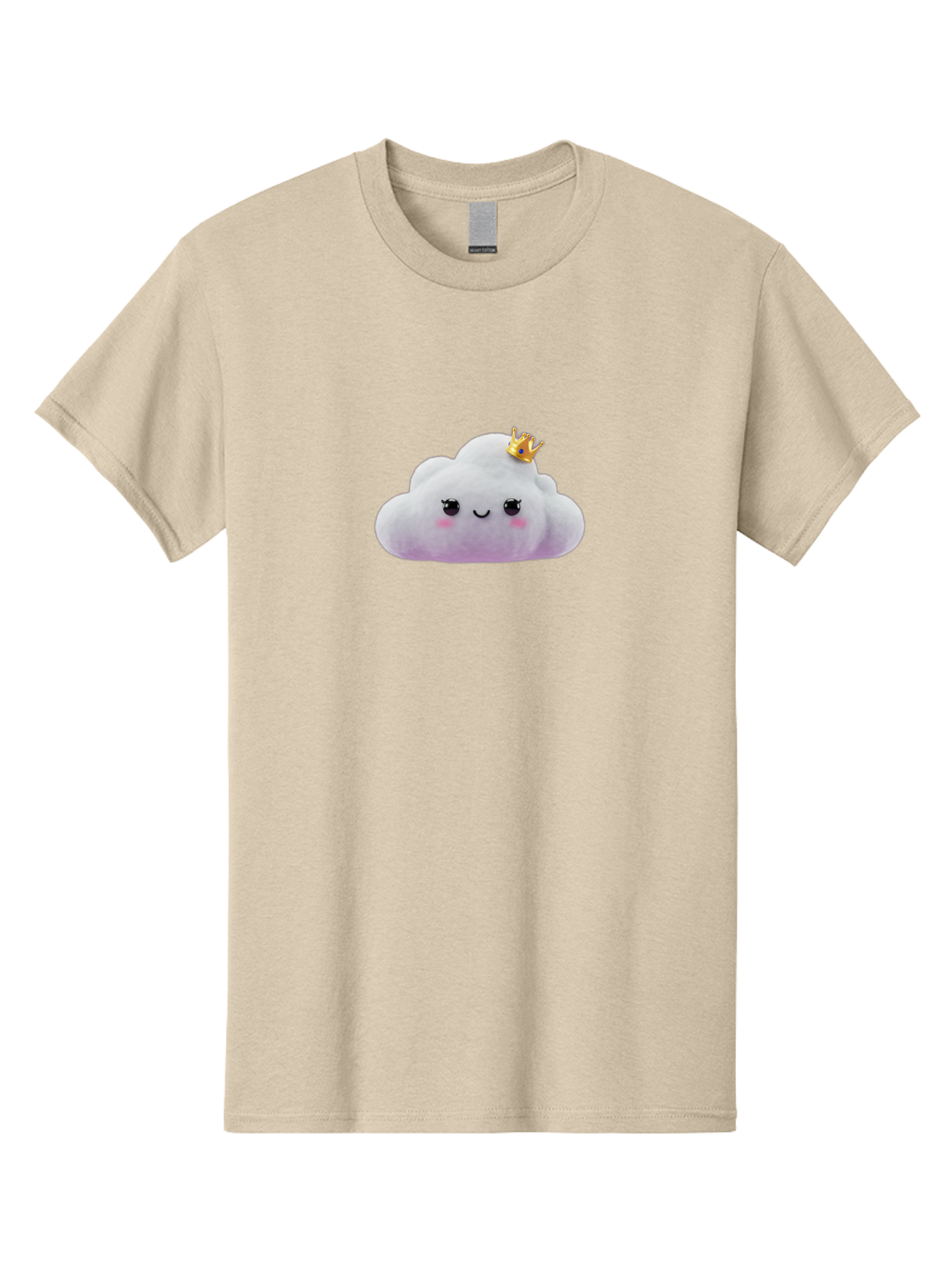 Crown-Cloud Men'S Graphic Tee, 100% Cotton, Comfortable Casual Summer Wear, Machine Washable, Soft Plush Toy, Cloud Shape, Adorable Face, Golden Crown, Cute Toy, Kawaii, Soft Toy, Plushie, Stuffed Animal, Kids Toy, Cuddly, Endearing, Bae418