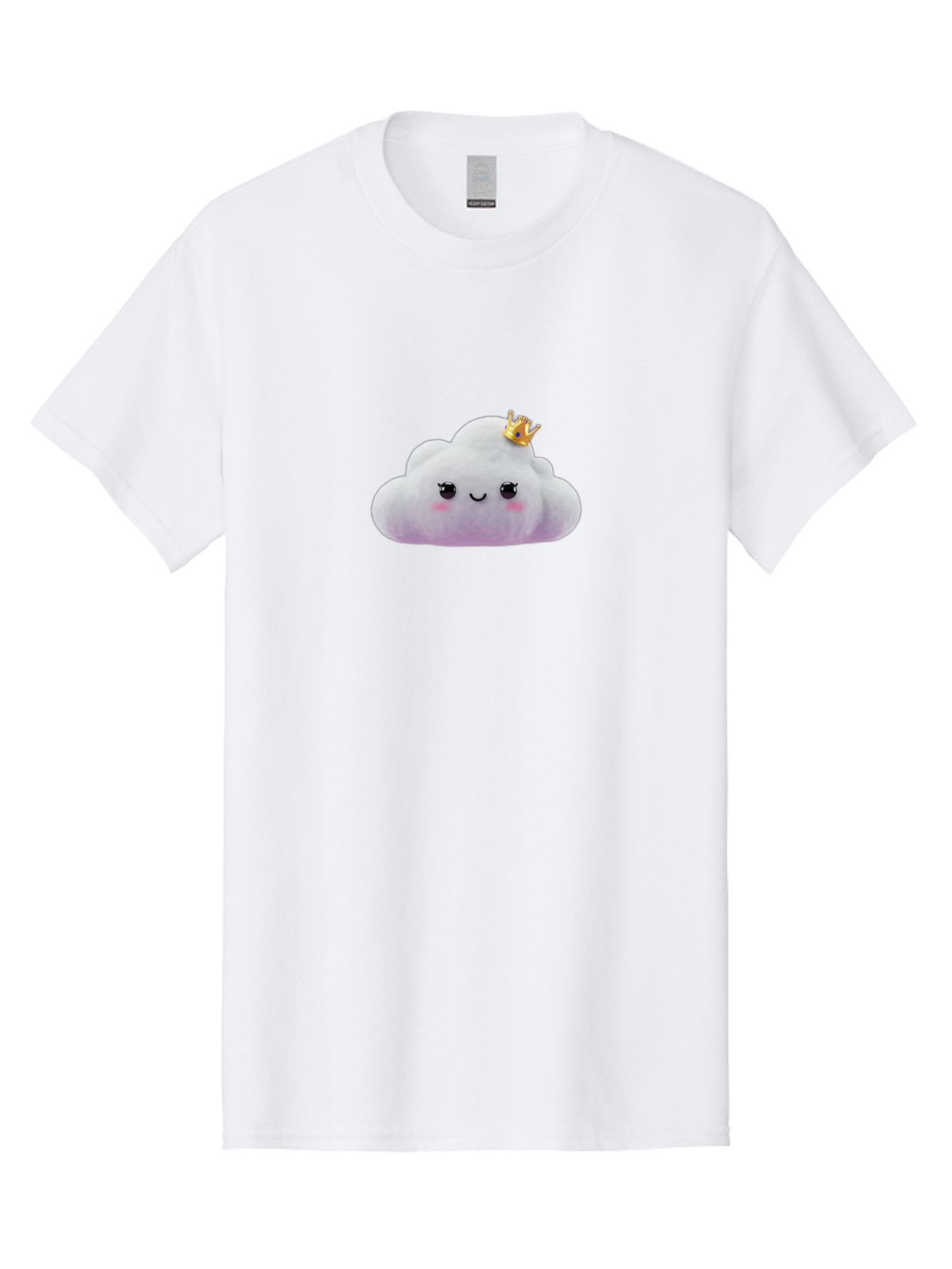Crown-Cloud Men'S Graphic Tee, 100% Cotton, Comfortable Casual Summer Wear, Machine Washable, Soft Plush Toy, Cloud Shape, Adorable Face, Golden Crown, Cute Toy, Kawaii, Soft Toy, Plushie, Stuffed Animal, Kids Toy, Cuddly, Endearing, Bae418